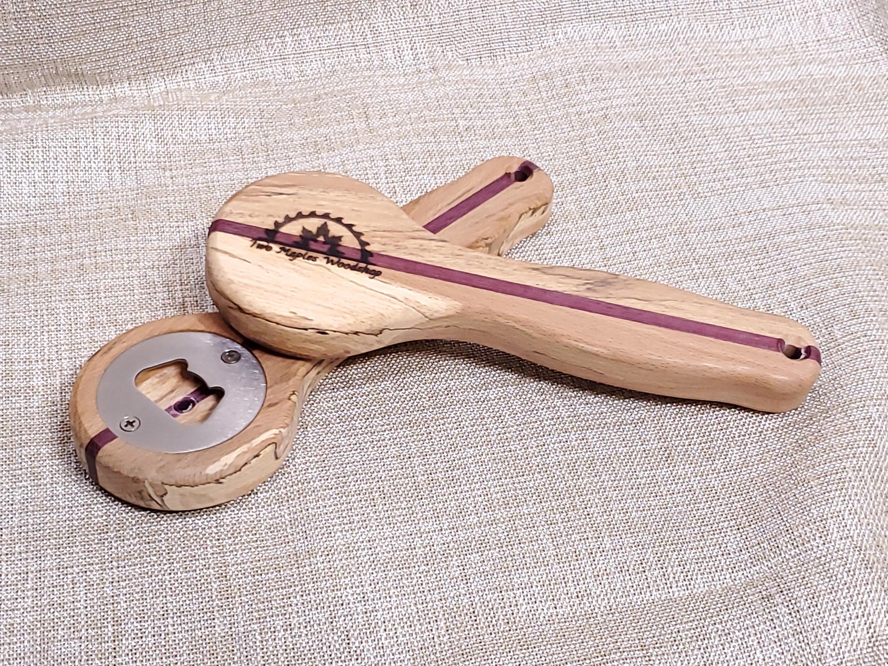 Bottle Opener - Spalted Beech & Purpleheart image 0