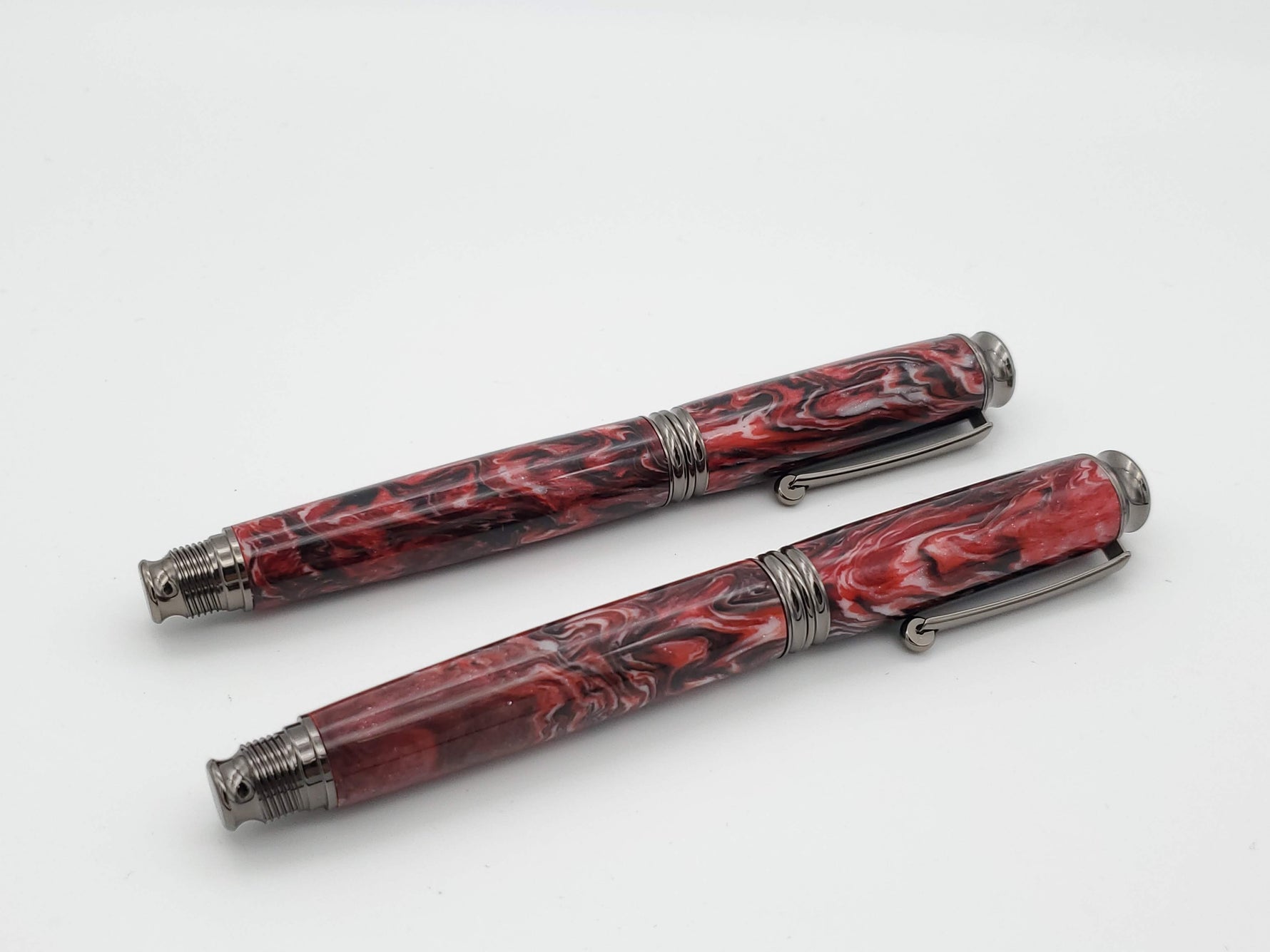 Fountain Pen & Rollerball Set | Red Swirl Virage Gun Metal image 0