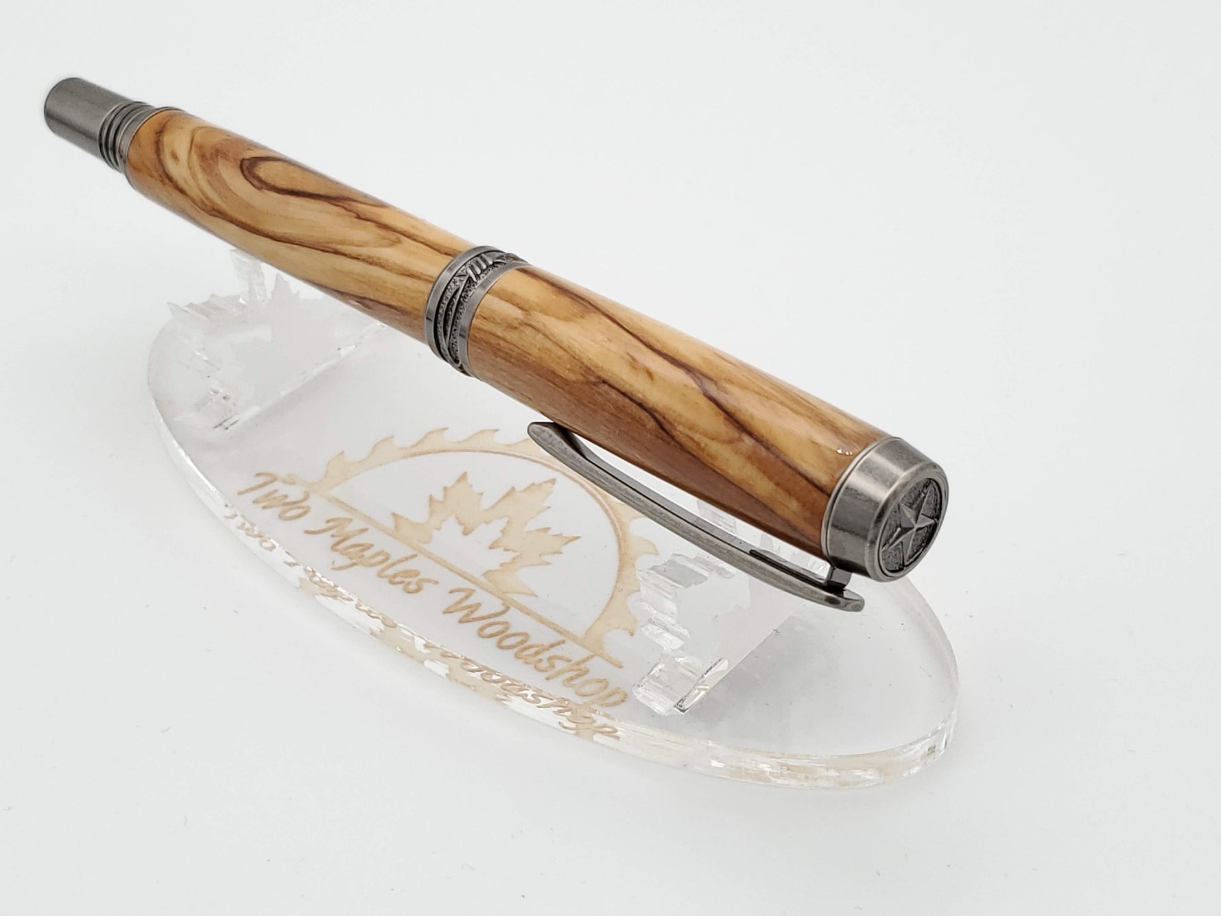 Bethlehem Olive Wood Rollerball in Antique Silver Finish image 0