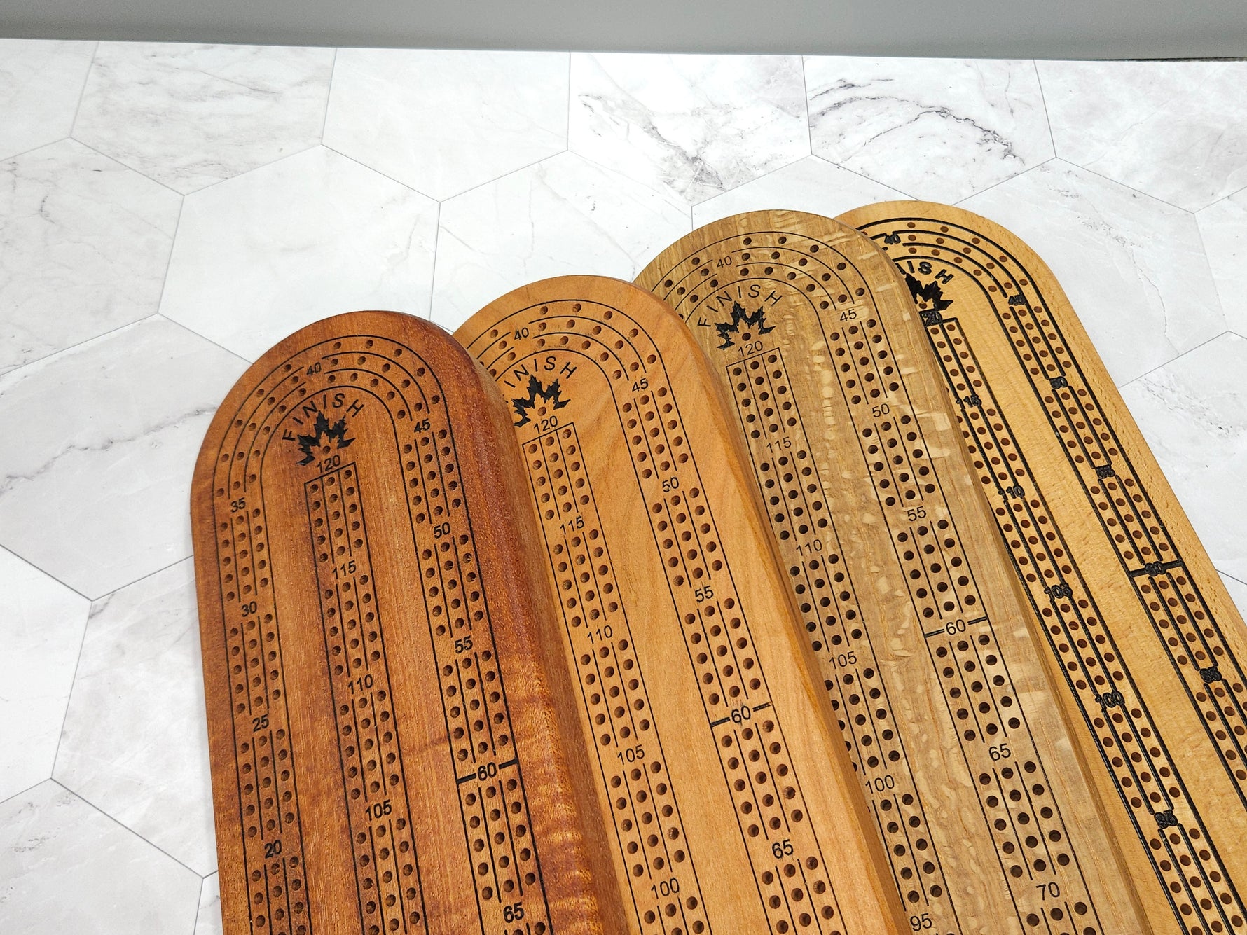 Hardwood Cribbage Board 2 or 3 Players image 0