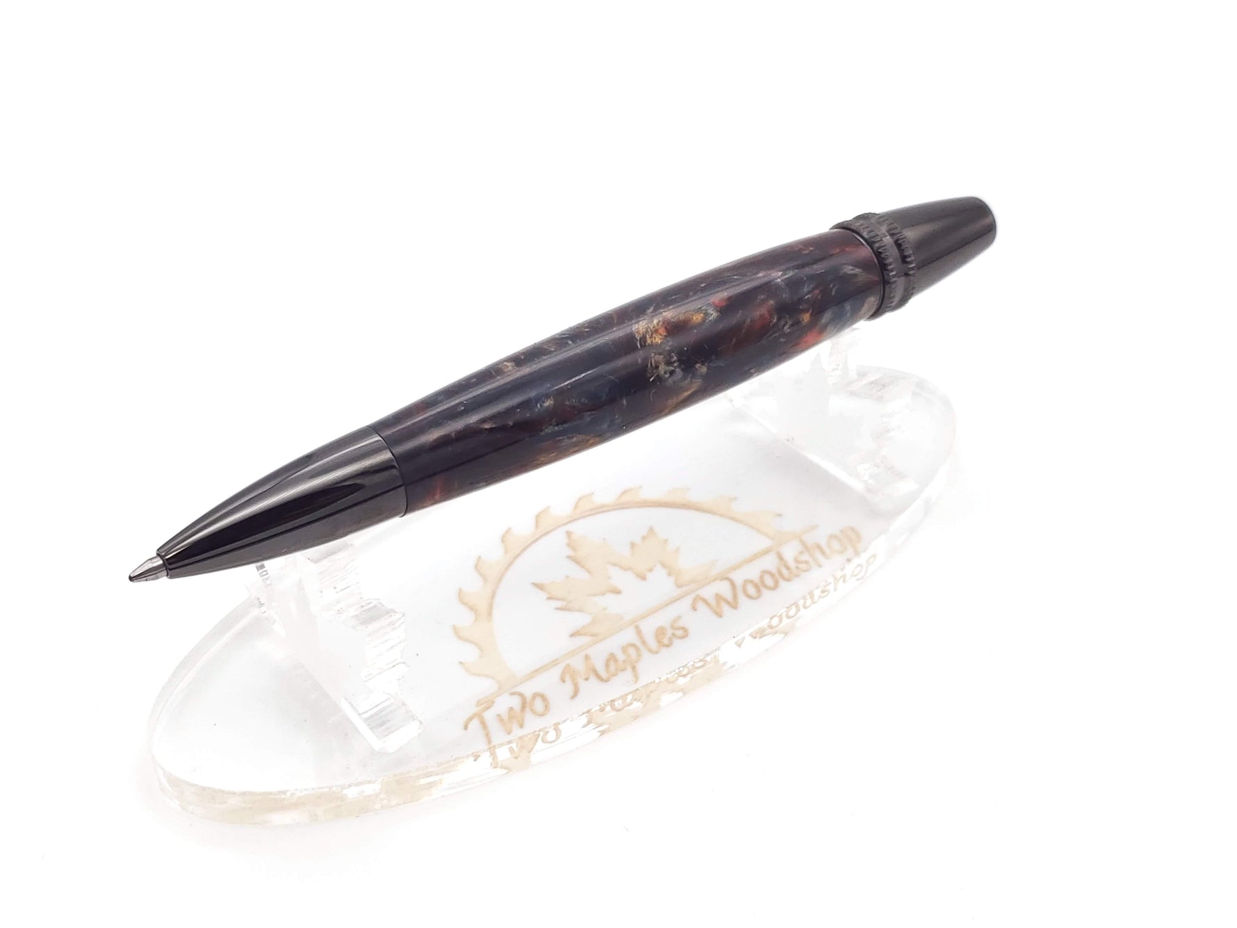 Polaris Black Titanium Ballpoint Pen | Blue, Red, & Gold Acrylic Resin image 0