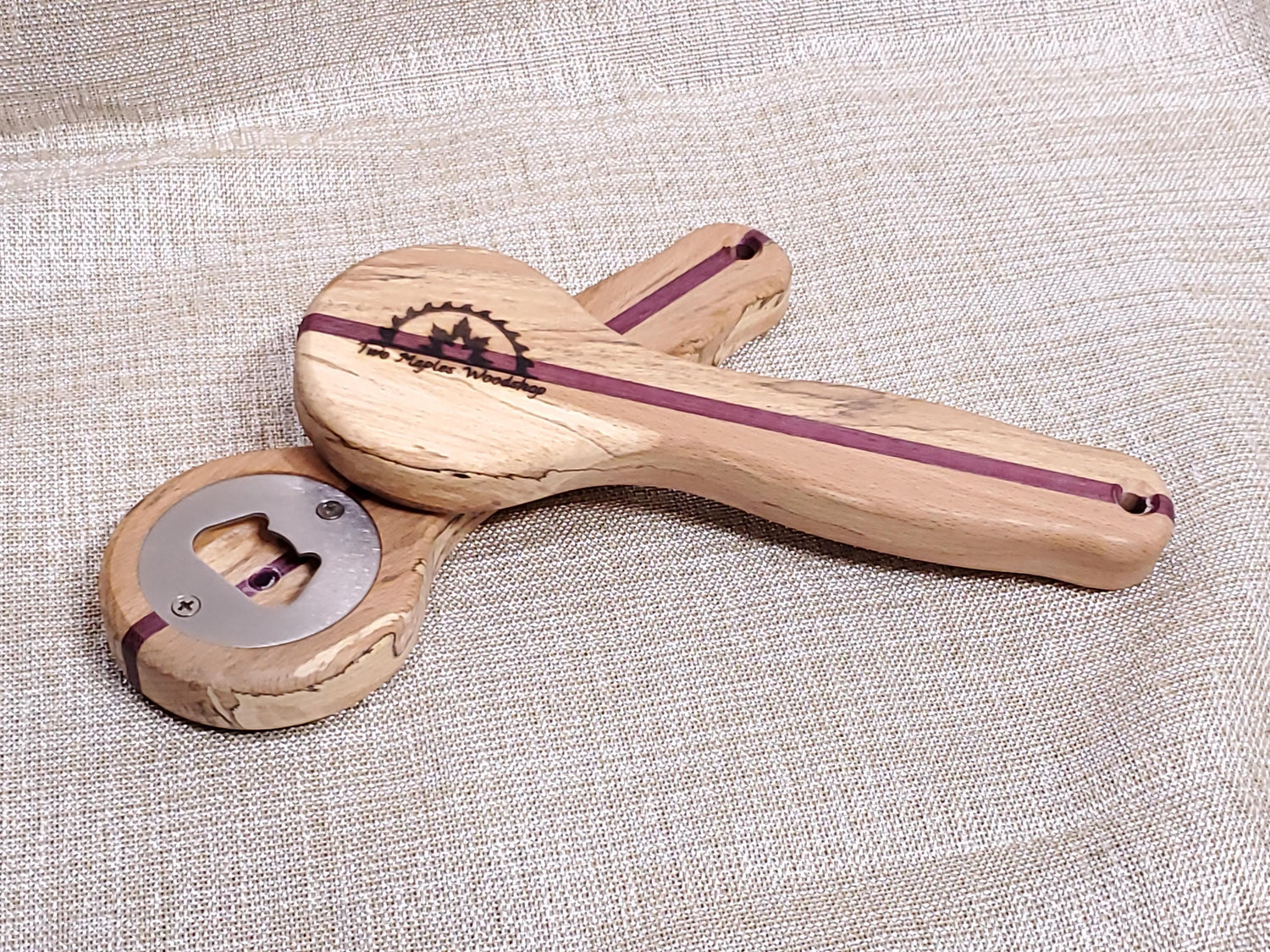 Bottle Opener - Spalted Beech & Purpleheart image 0