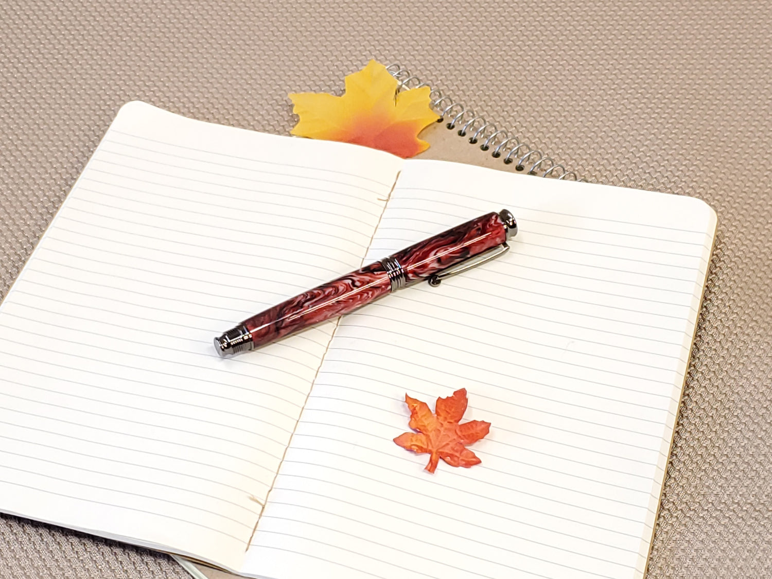 Red Swirl Virage Gun Metal Rollerball Pen image 1