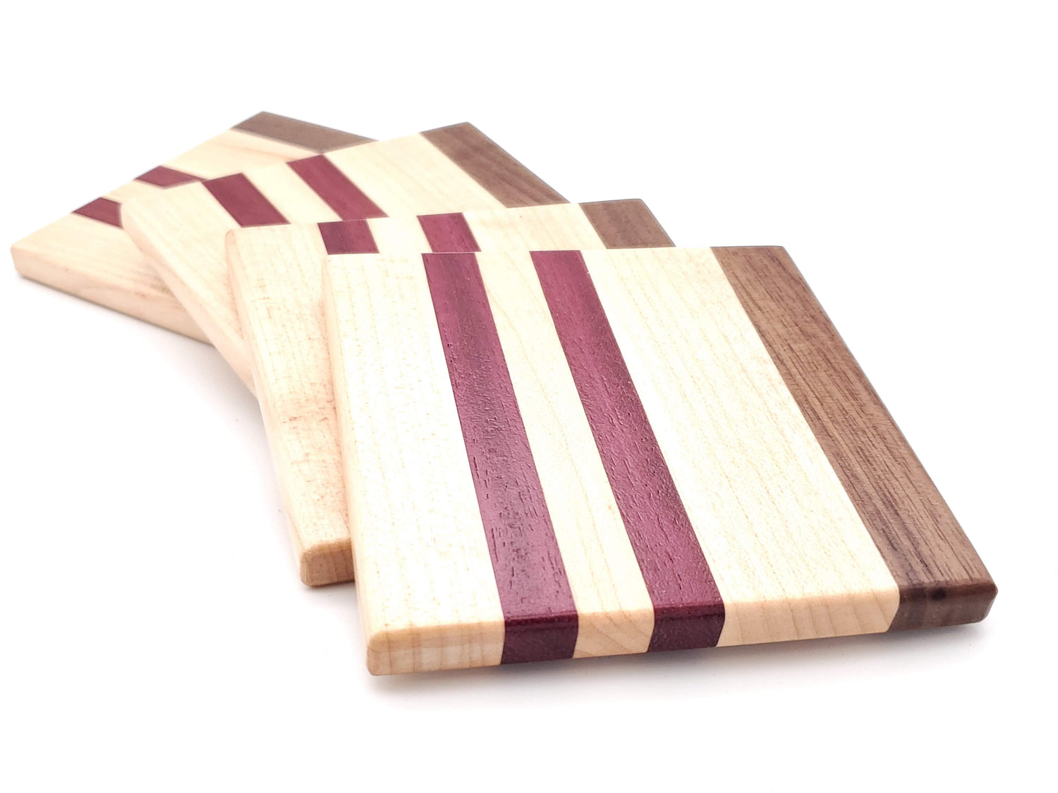 Walnut, Purpleheart & Maple Coaster Set image 0