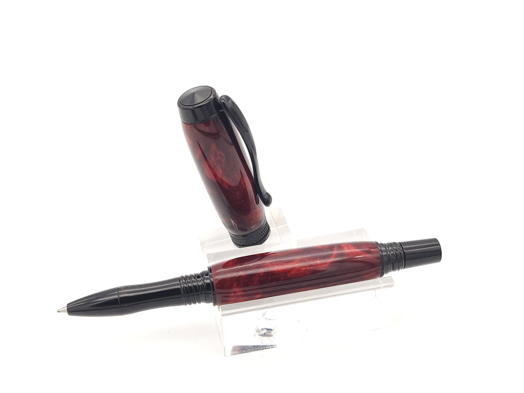 Marinara Diamond Knurl Black Chrome Rollerball Pen image 3