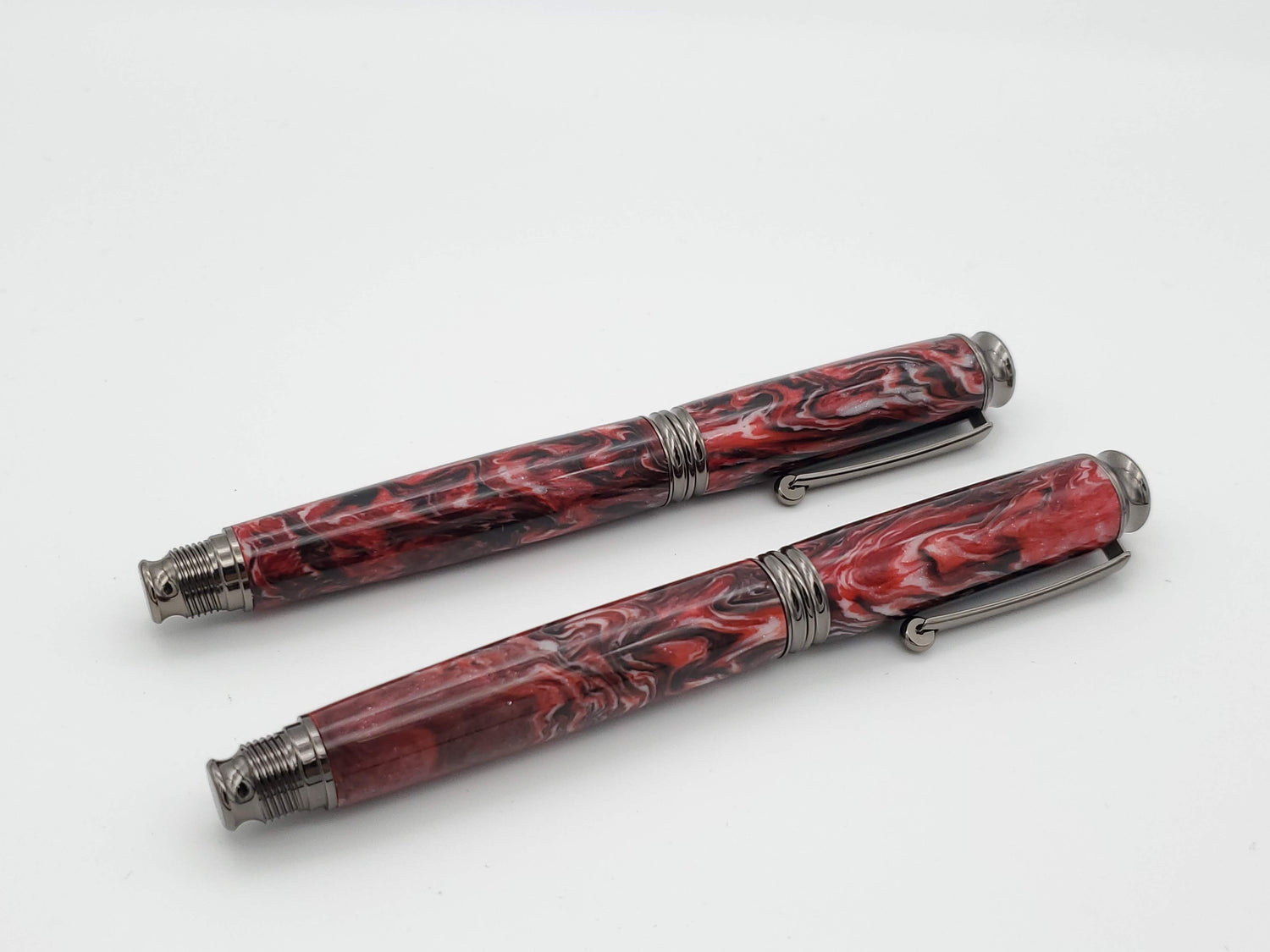 Fountain Pen & Rollerball Set | Red Swirl Virage Gun Metal image 0