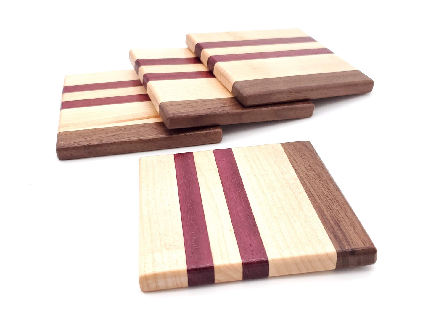Walnut, Purpleheart & Maple Coaster Set image 1