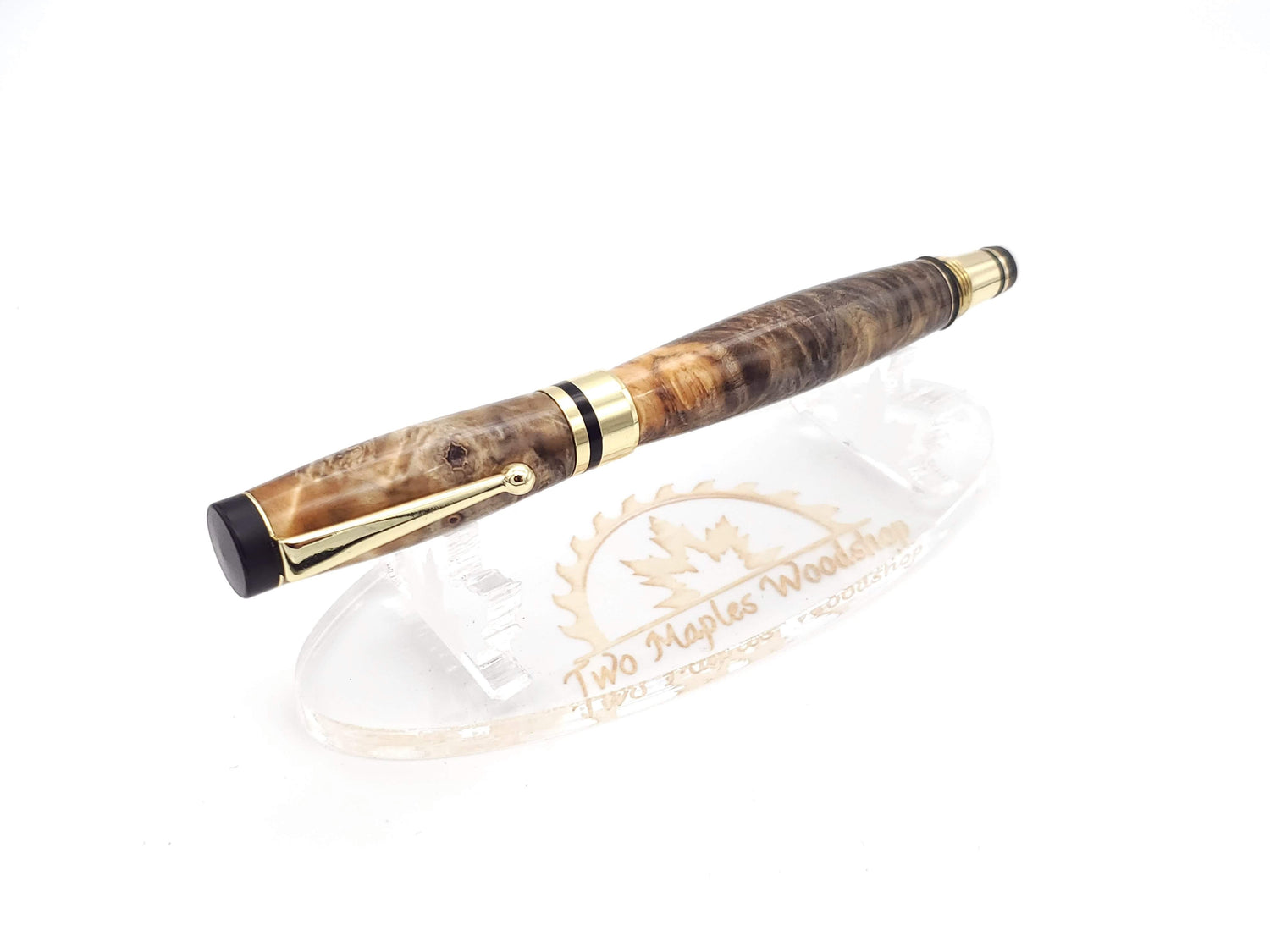 Premium Classic 24k Gold Fountain Pen | Rare Buckeye Burl Hardwood image 2