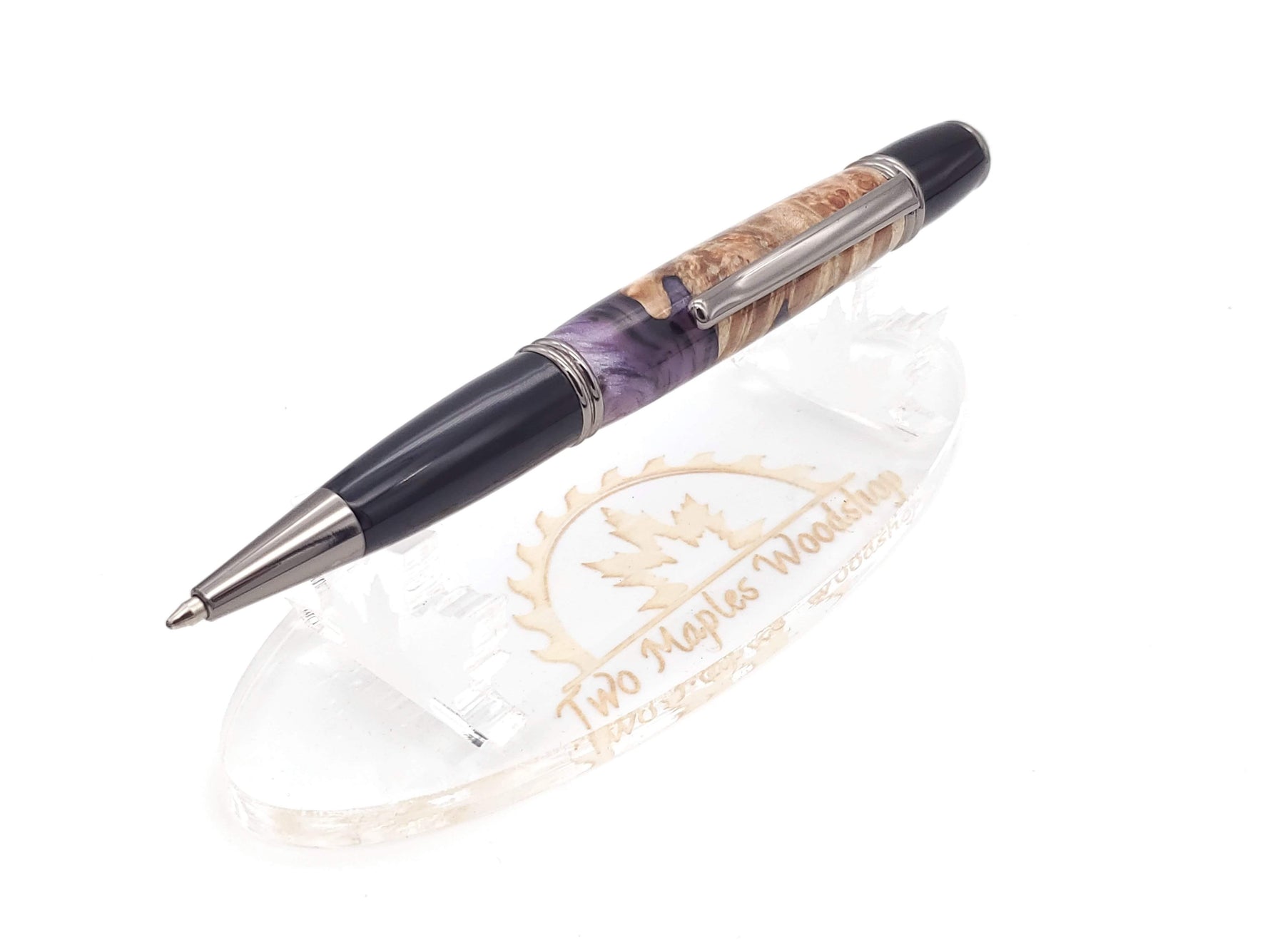 Maple Burl & Resin Gatsby Ballpoint Twist Pen image 4