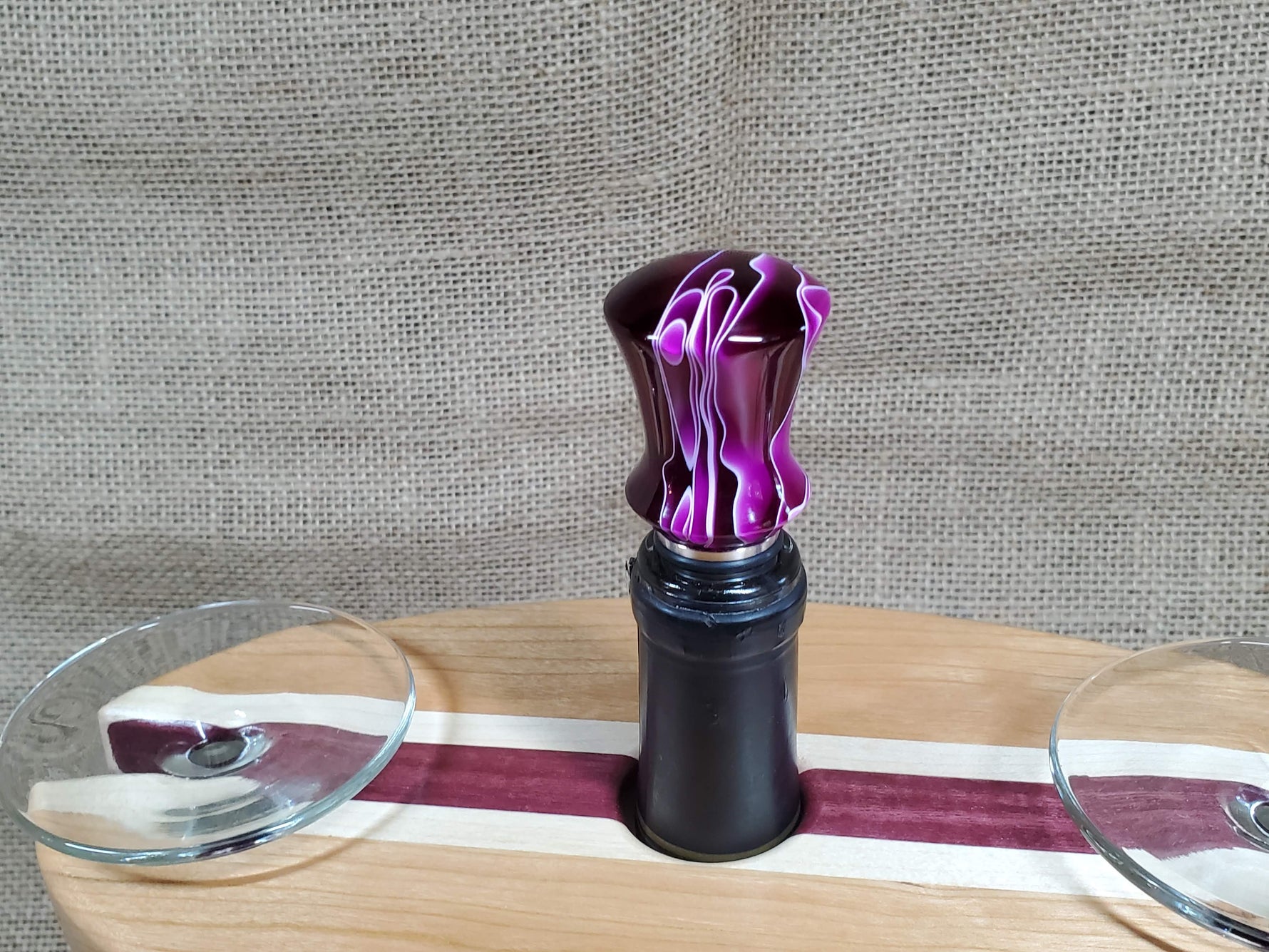Exotic hardwood and acrylic bottle stoppers made with stainless steel image 2