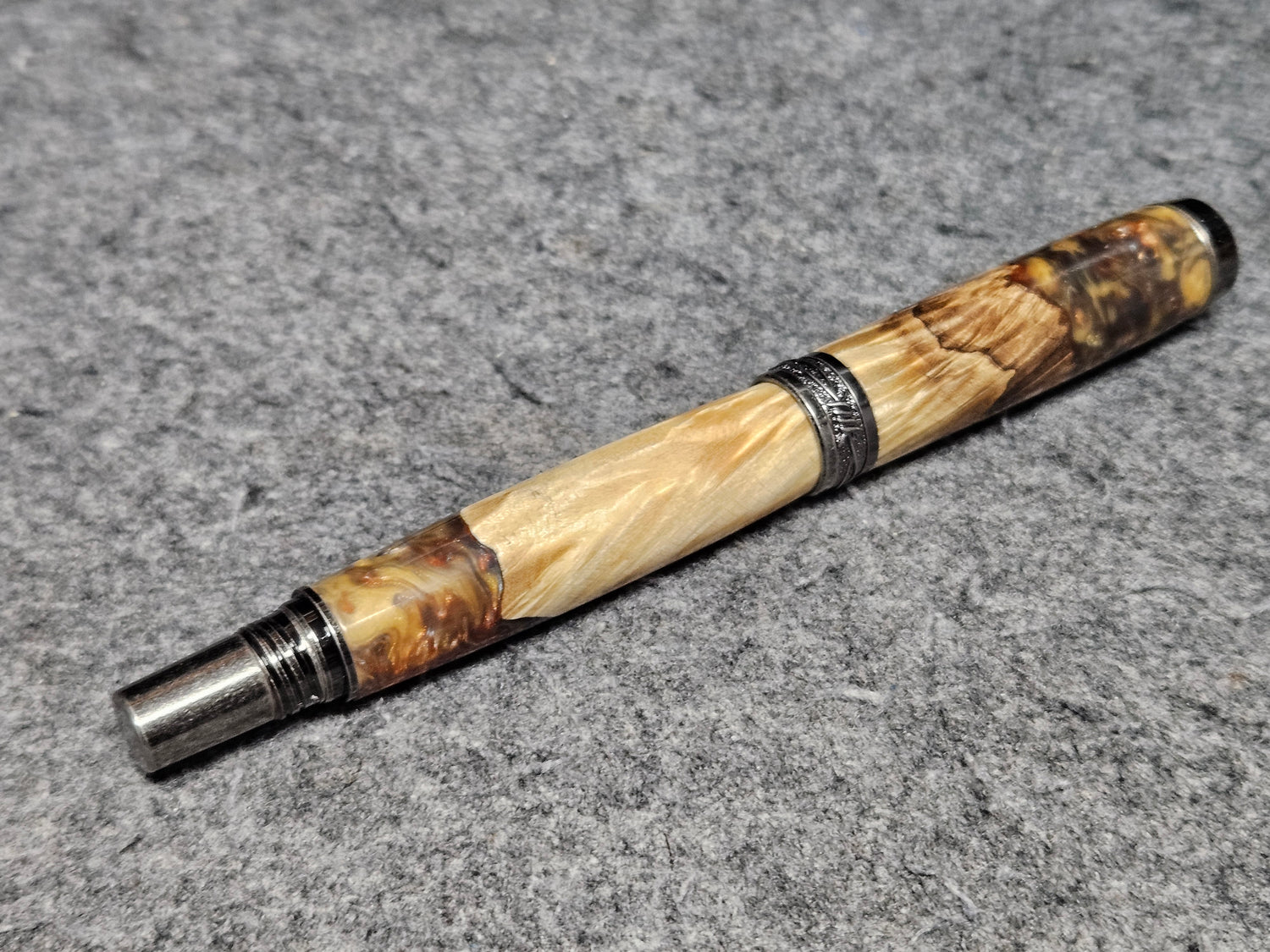 Box Elder Burl Hybrid Jr Duke Gun Metal Rollerball Pen