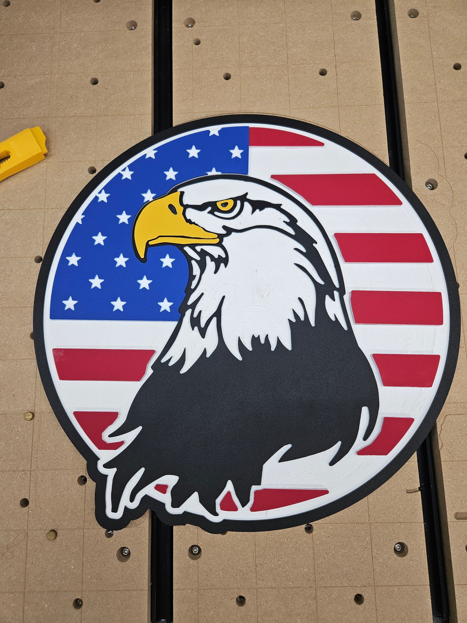 Bald Eagle Round American Flag Sign