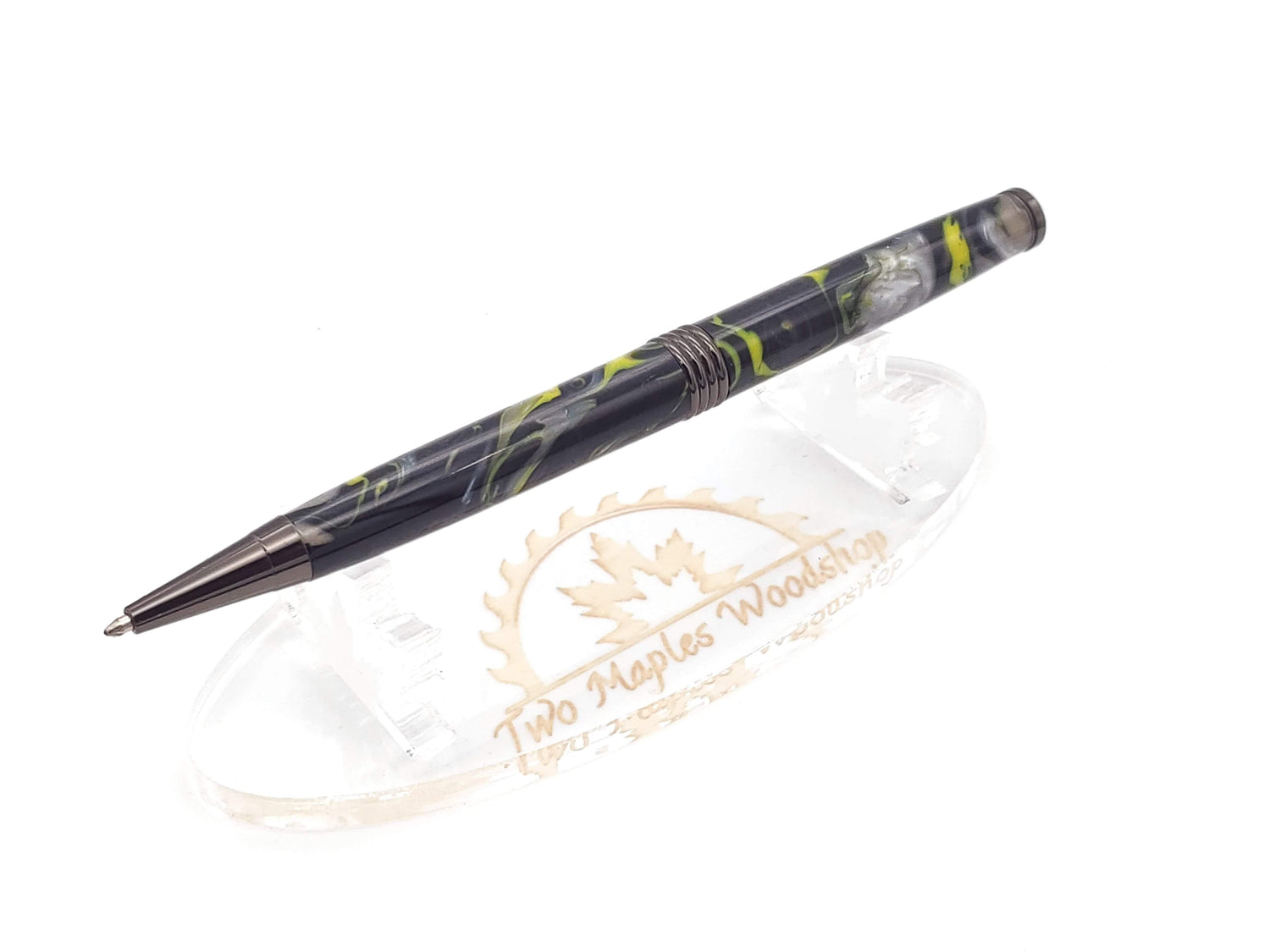Black & Green Acrylic Trimline Twist Pen image 1