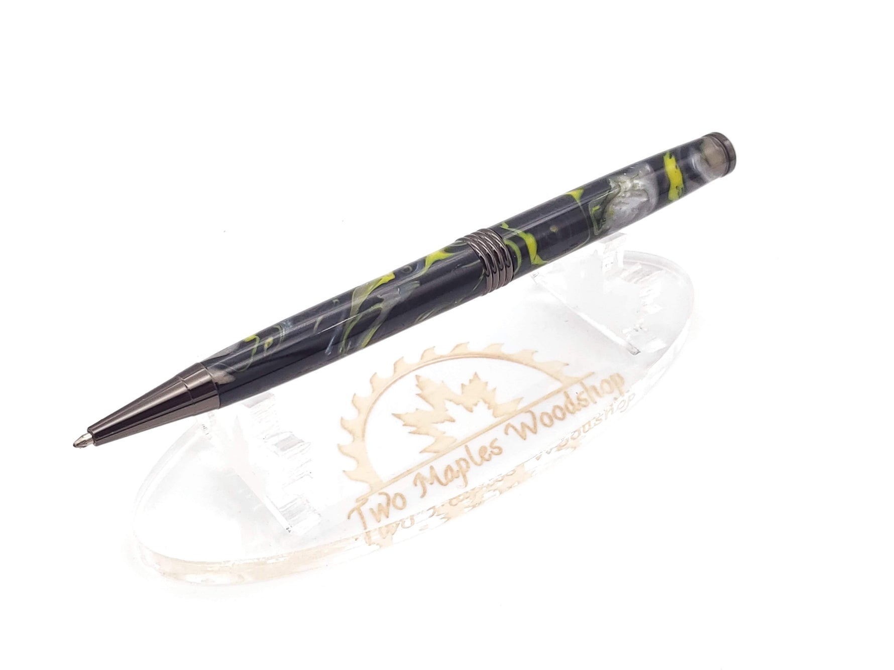 Black & Green Acrylic Trimline Twist Pen image 1