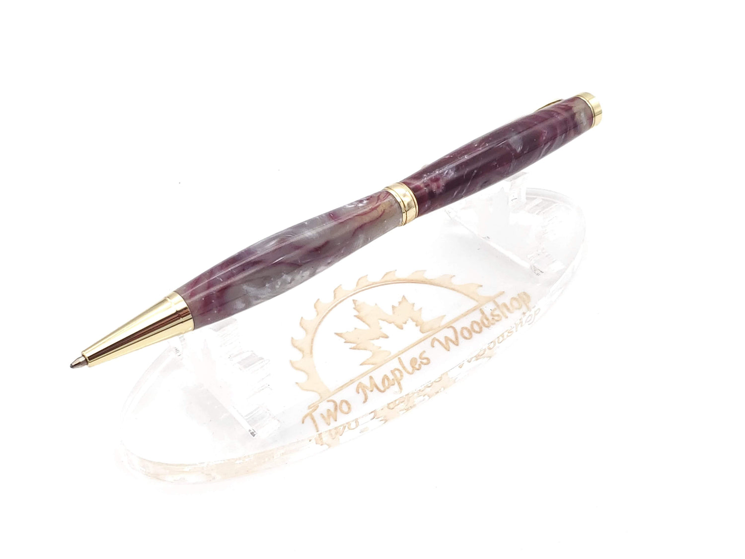 Crimson & Silver Acrylic Ballpoint Twist Pen image 1
