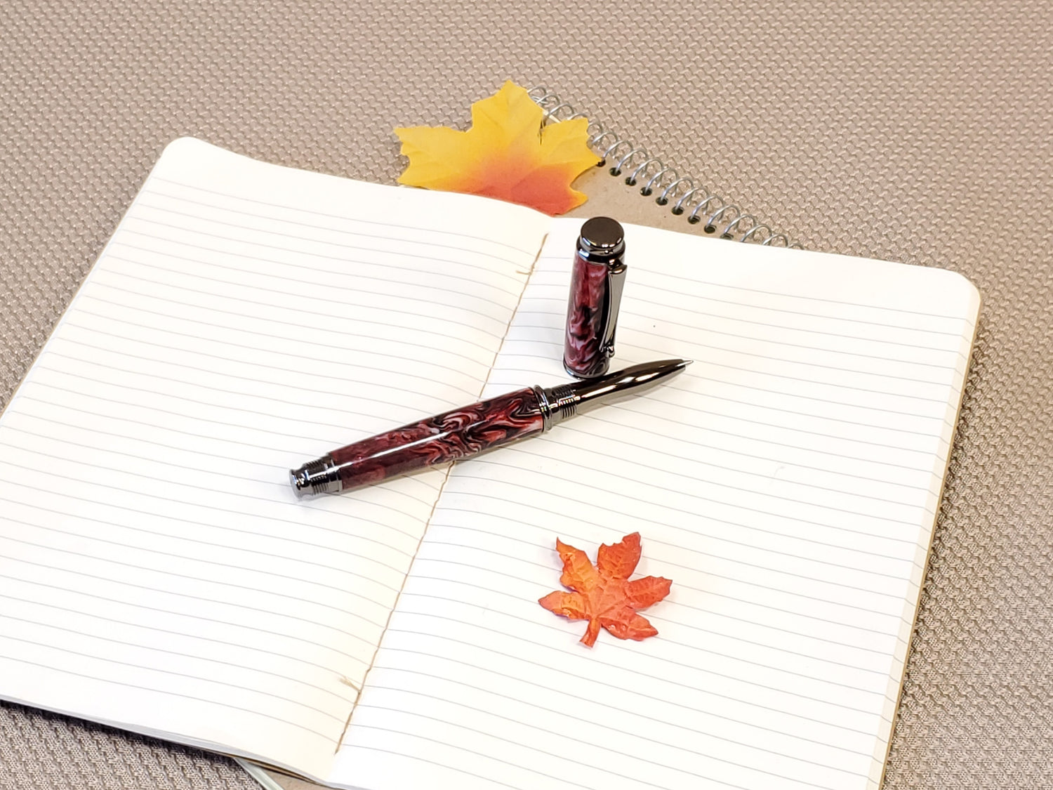 Red Swirl Virage Gun Metal Rollerball Pen image 0