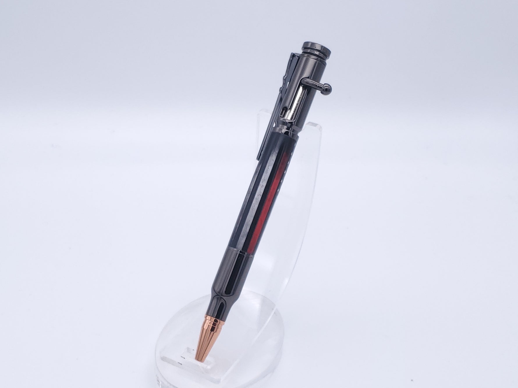Thin Red Line Bolt Action 30 Cal Ballpoint Pen in Gun Metal Finish image 3