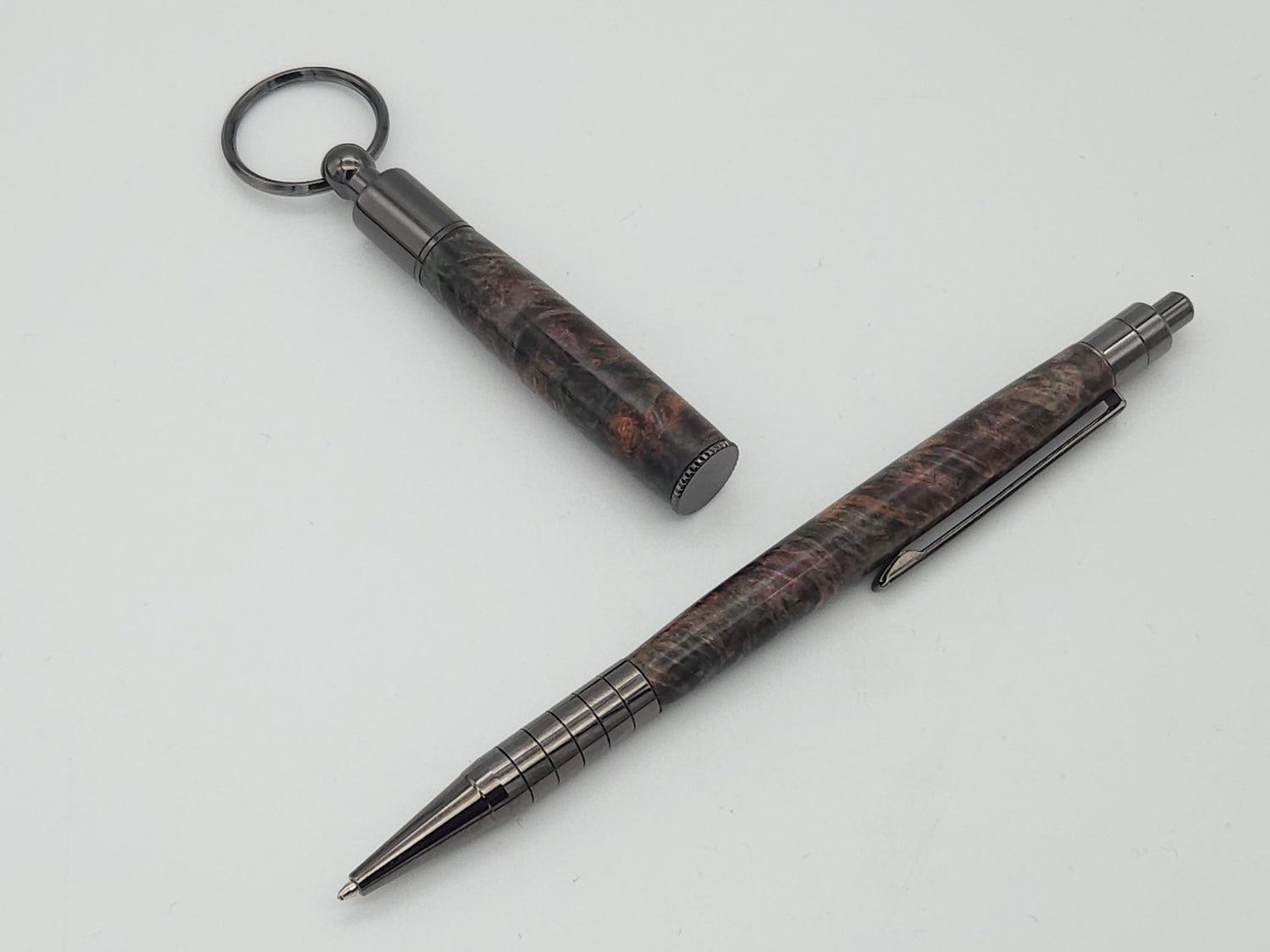 Mini Keychain Pen with Triple Dyed Maple Burl image 0