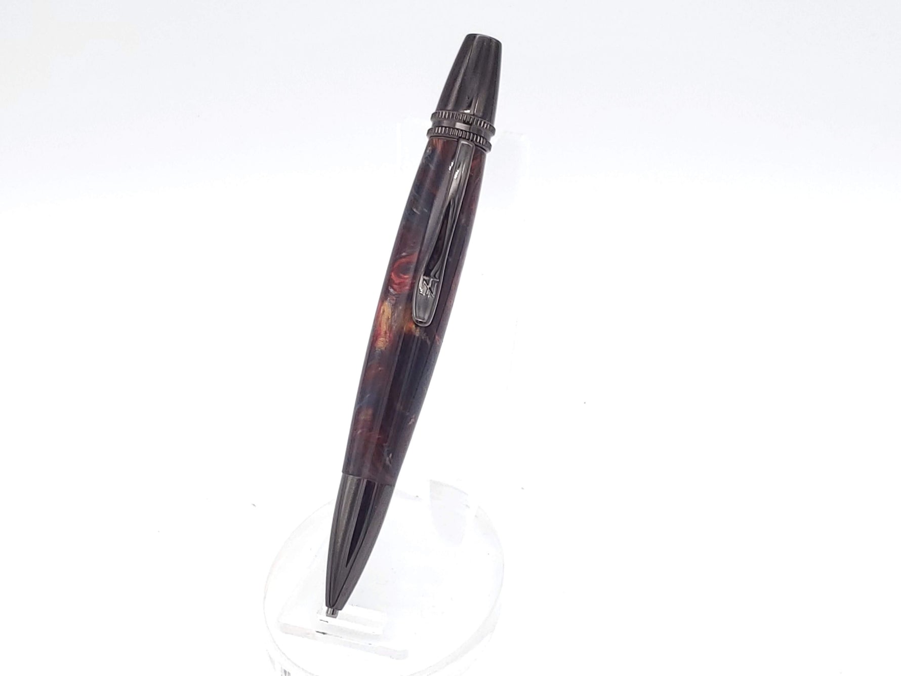 Polaris Black Titanium Ballpoint Pen | Blue, Red, & Gold Acrylic Resin image 3