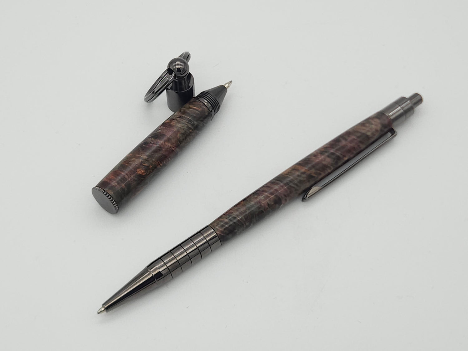 Mini Keychain Pen with Triple Dyed Maple Burl image 1