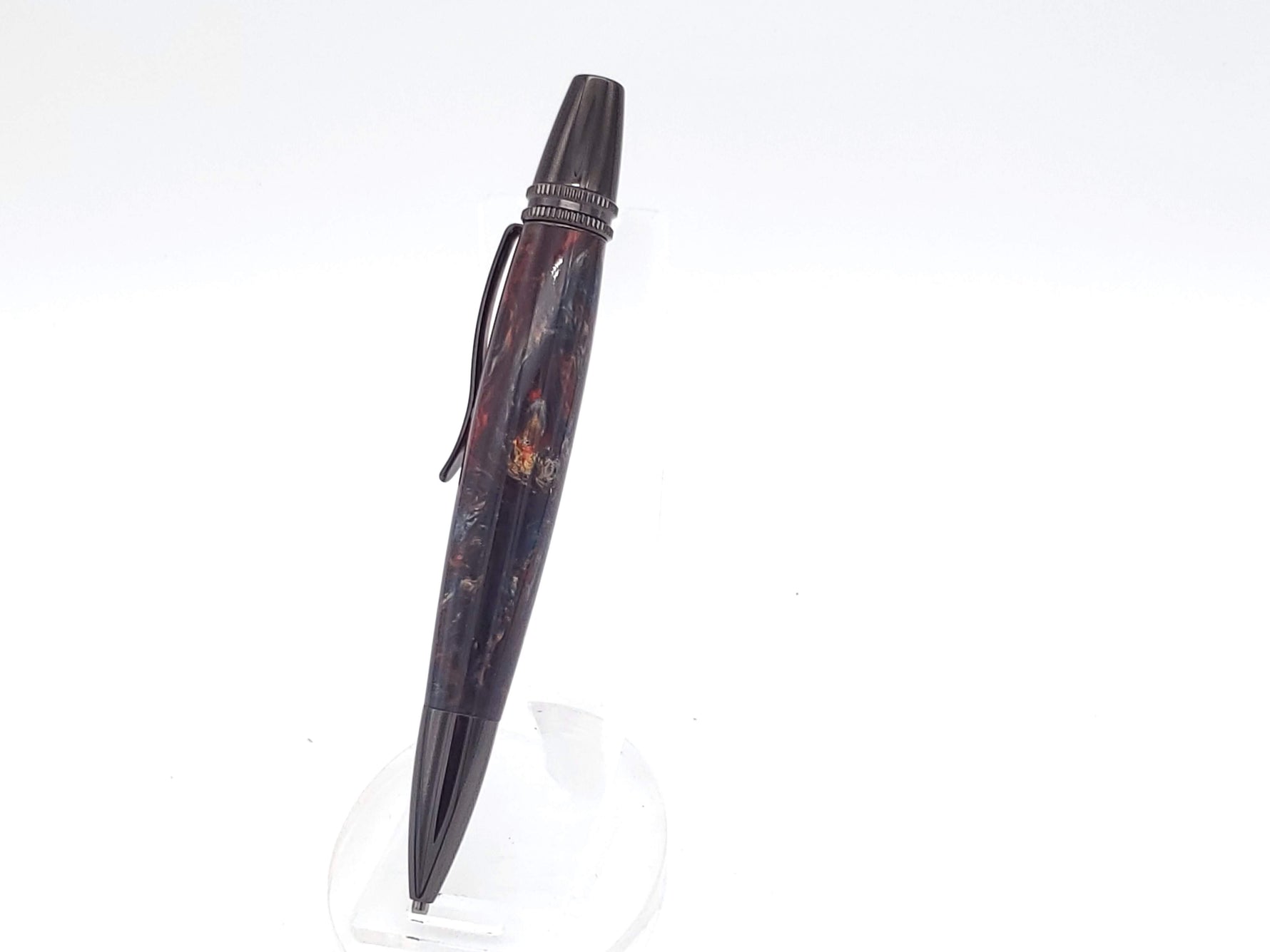 Polaris Black Titanium Ballpoint Pen | Blue, Red, & Gold Acrylic Resin image 7