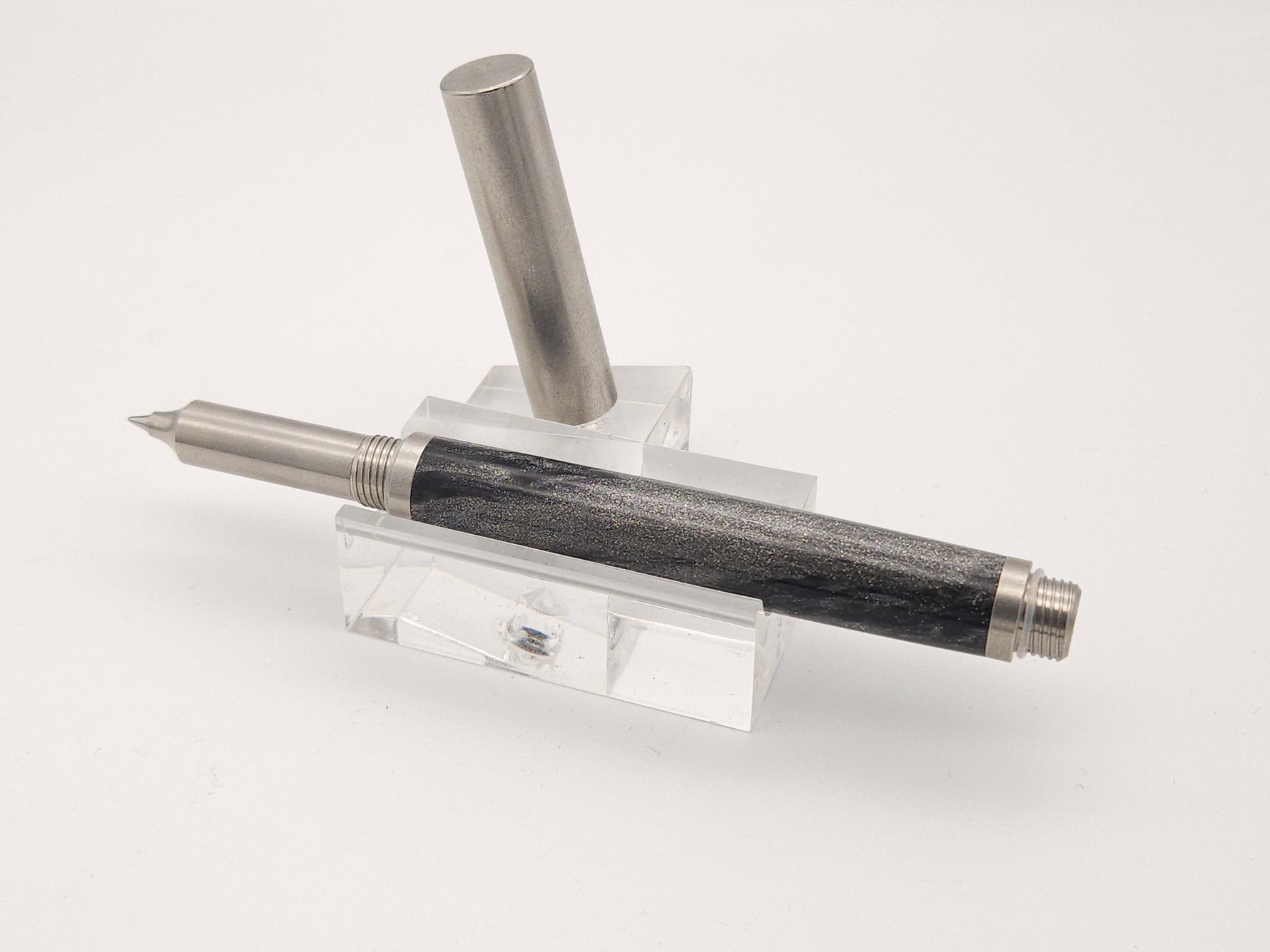 Black & Silver DiamondCast Raw 303 Stainless Rollerball Pen image 3