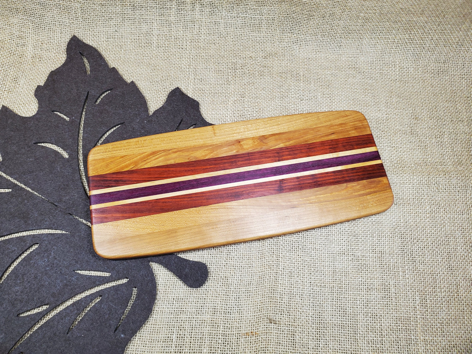 Cherry, Maple, Padauk & Purpleheart Cheeseboard image 0