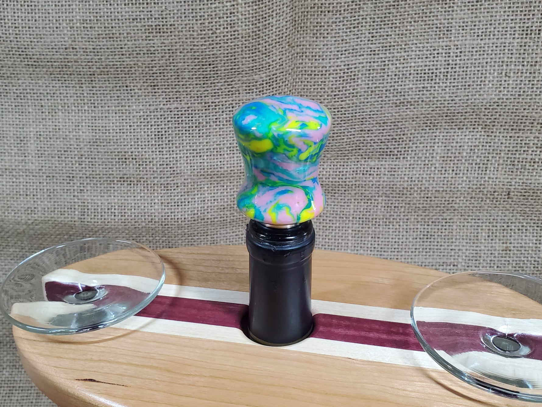 Exotic hardwood and acrylic bottle stoppers made with stainless steel image 7