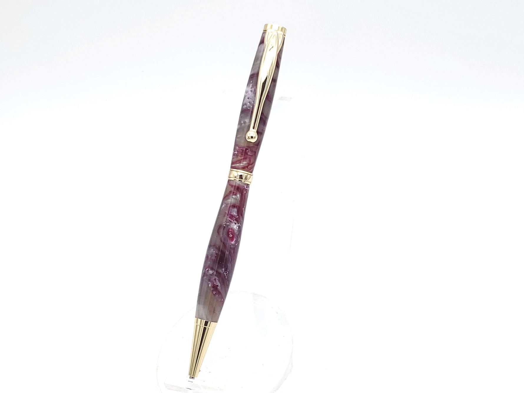 Crimson & Silver Acrylic Ballpoint Twist Pen image 3