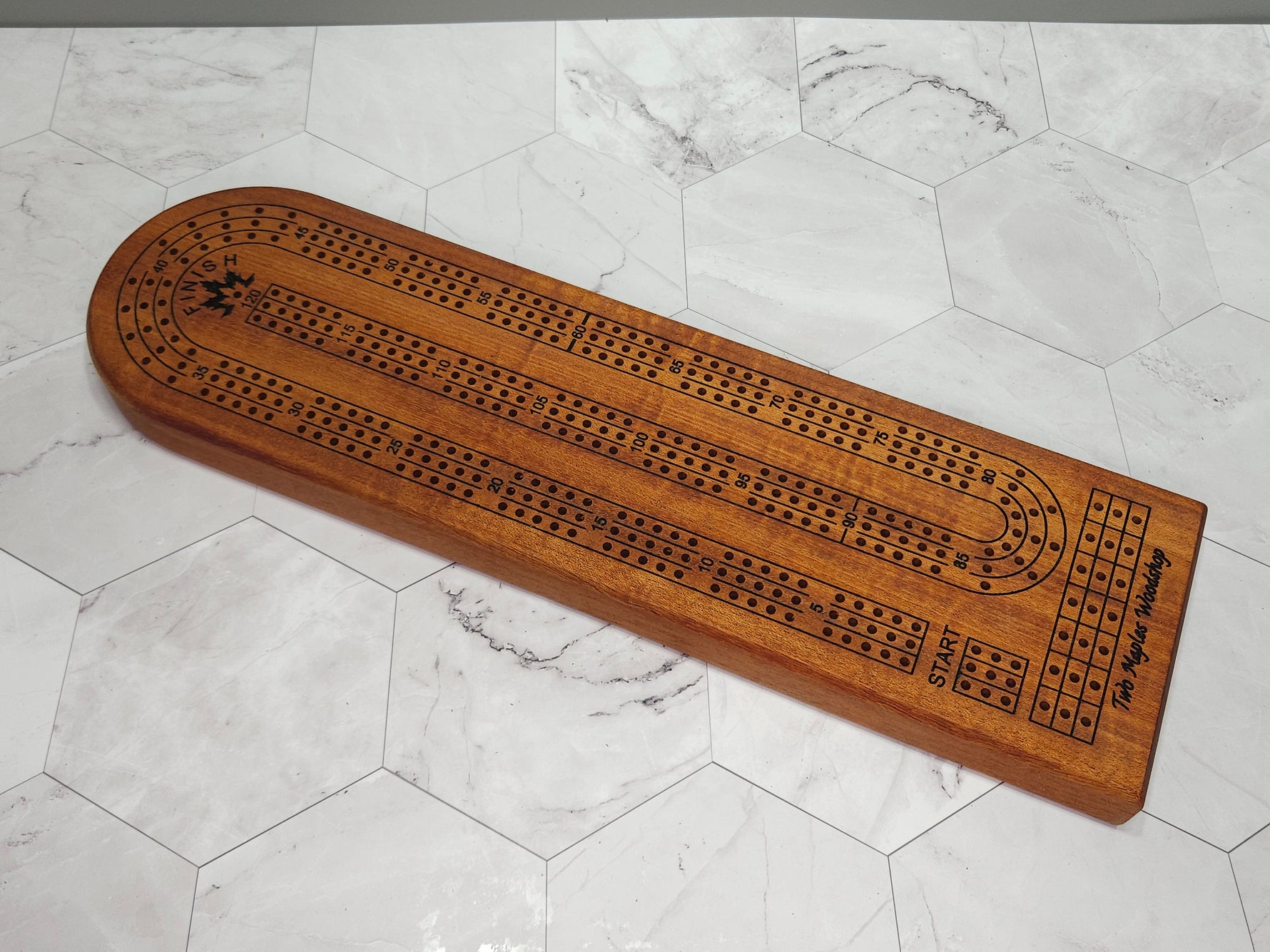 Hardwood Cribbage Board 2 or 3 Players image 5