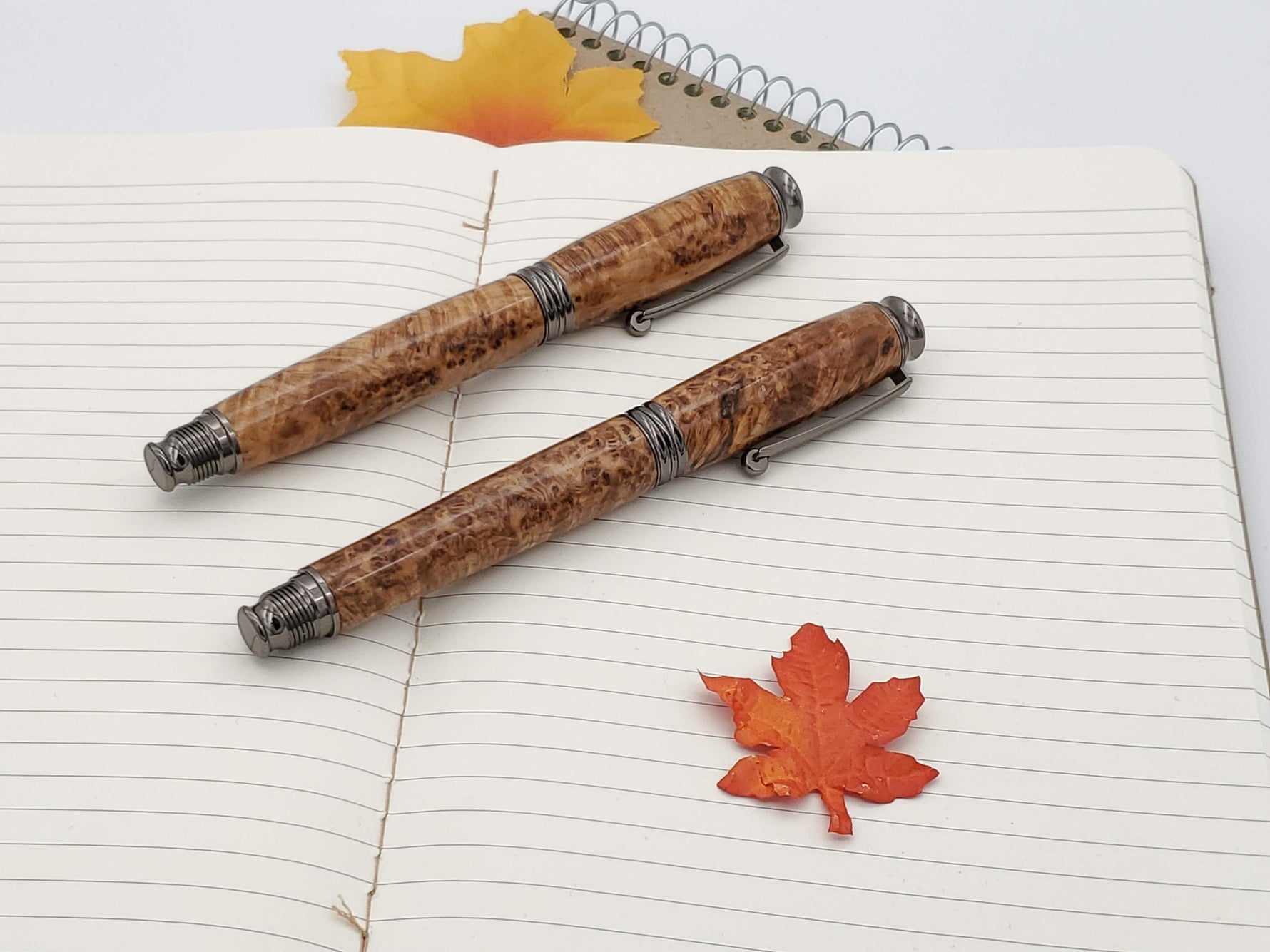 Fountain Pen & Rollerball Set | Black Ash Burl Virage Gun Metal image 9