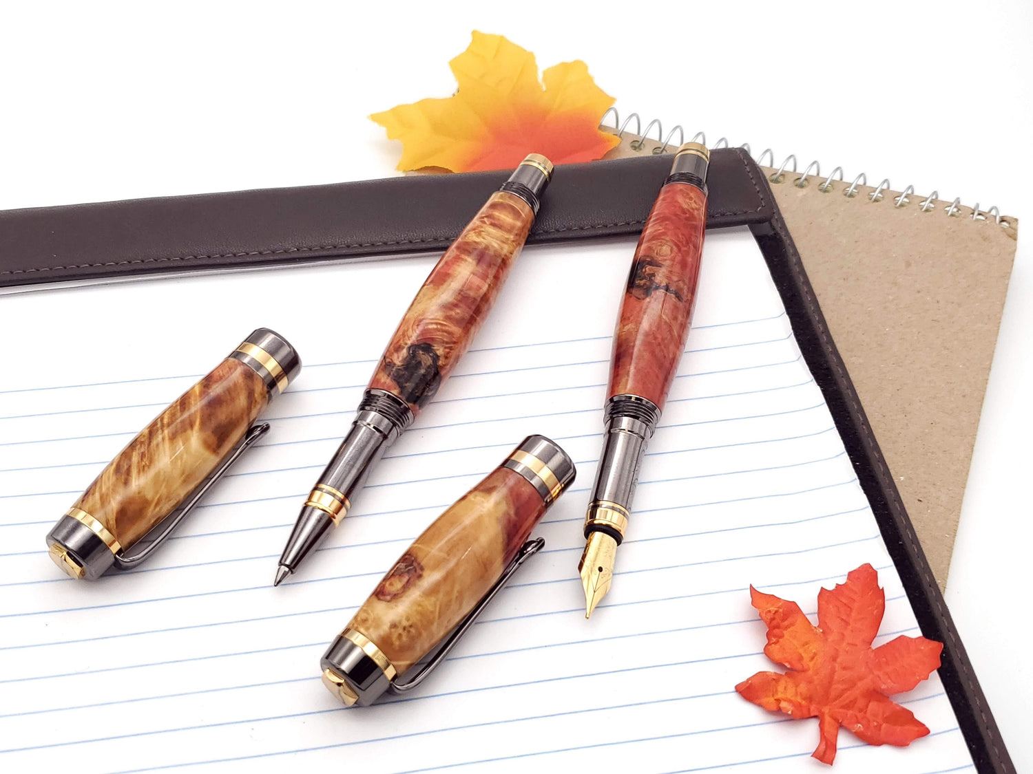 Fountain Pen & Rollerball Set | Box Elder Burl image 1