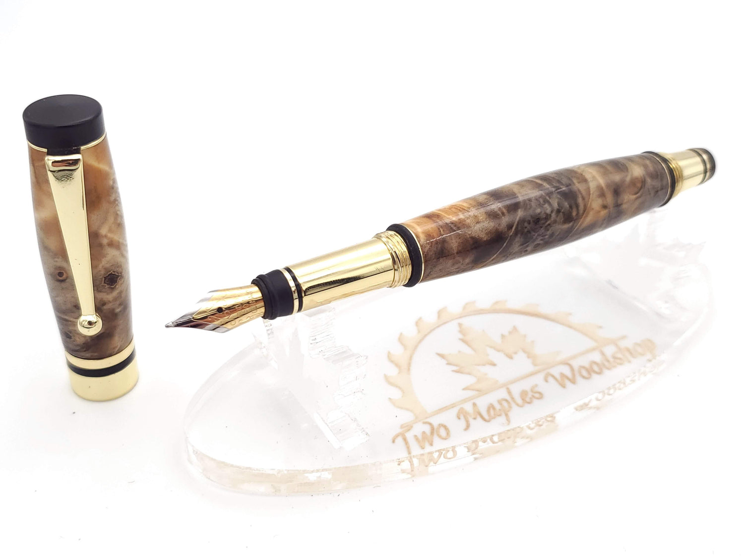 Premium Classic 24k Gold Fountain Pen | Rare Buckeye Burl Hardwood image 1