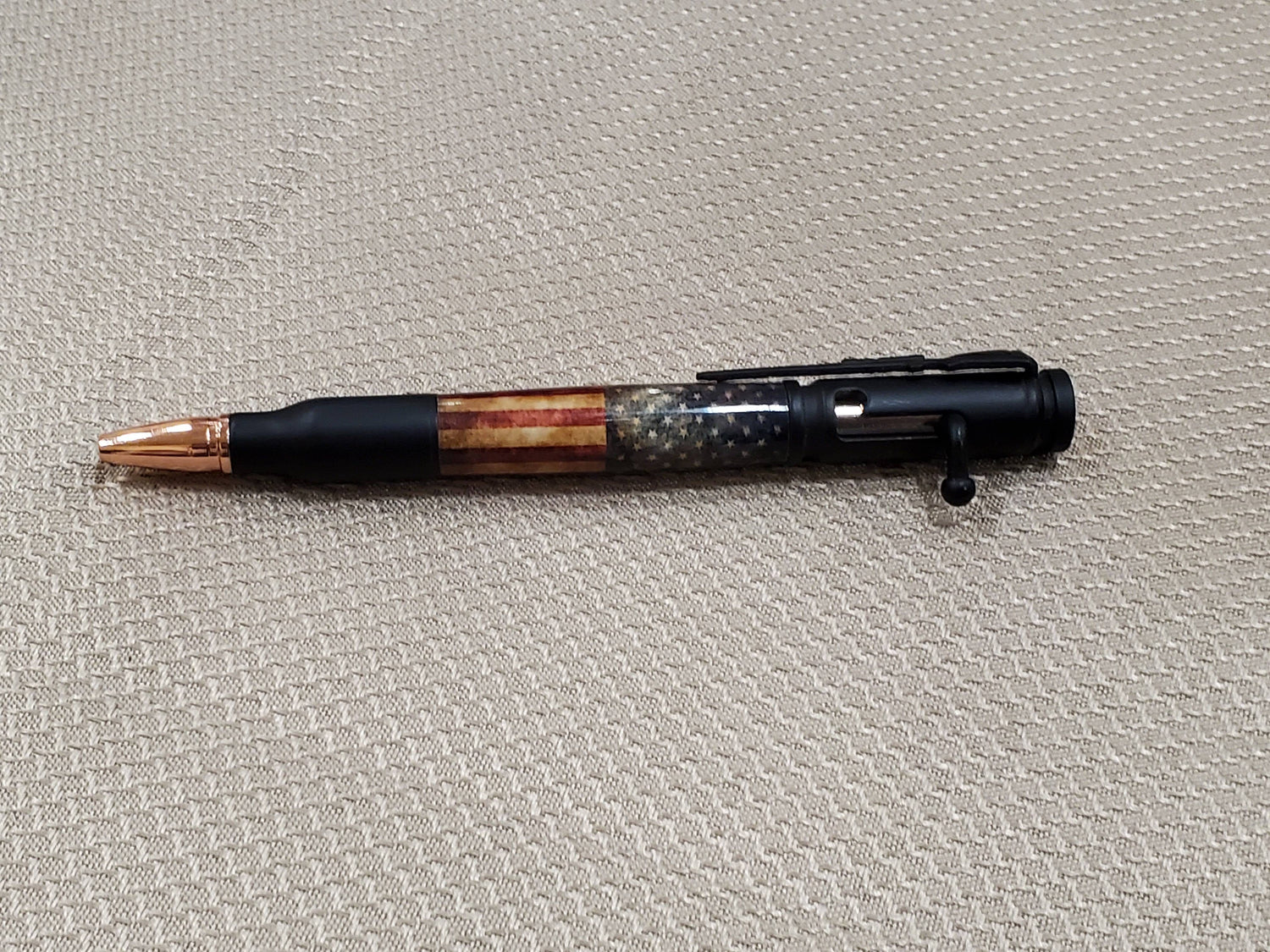 Distressed American Flag Bolt Action Ballpoint Pen image 0