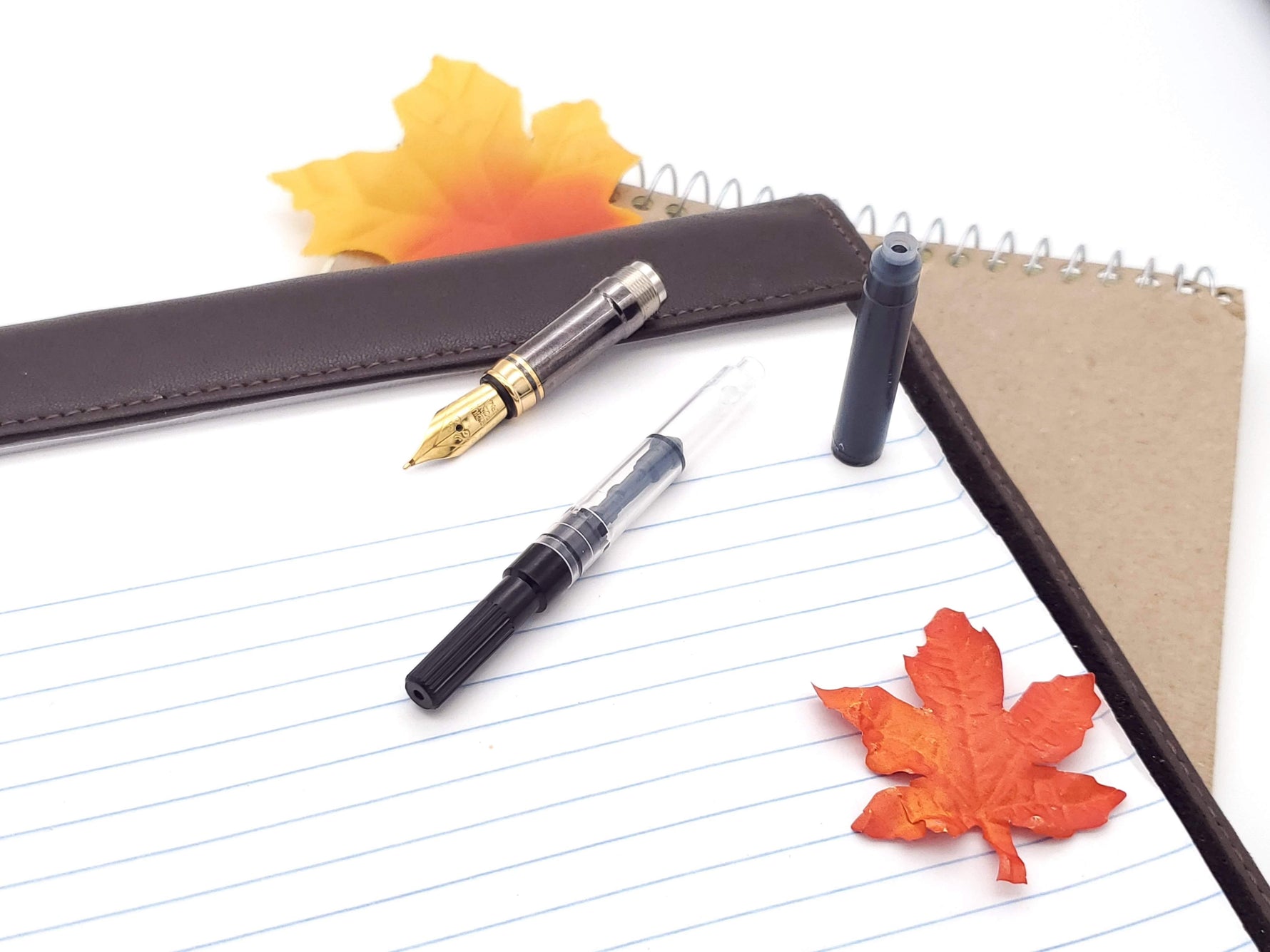 Classic Elite2 24k Gold & Gun Metal Fountain Pen | Yellow Cedar Burl Hardwood image 11