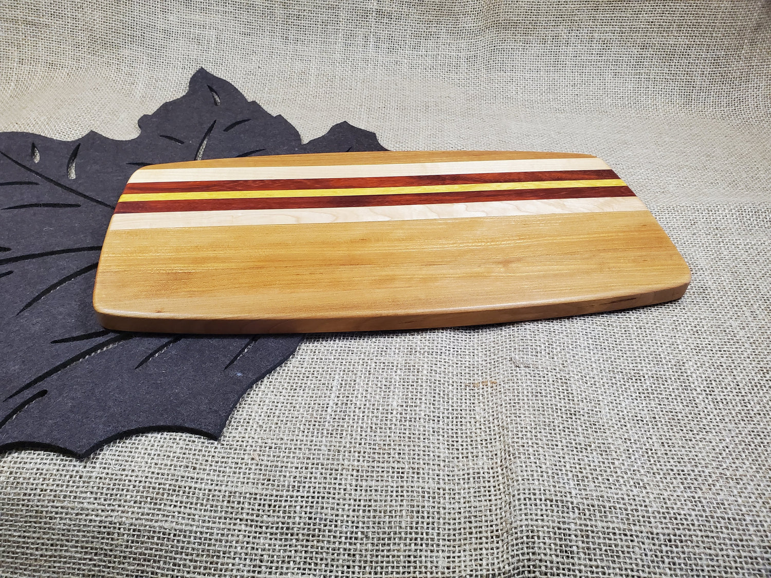 Cherry, Maple, Padauk & Yellowheart Cutting Board image 1