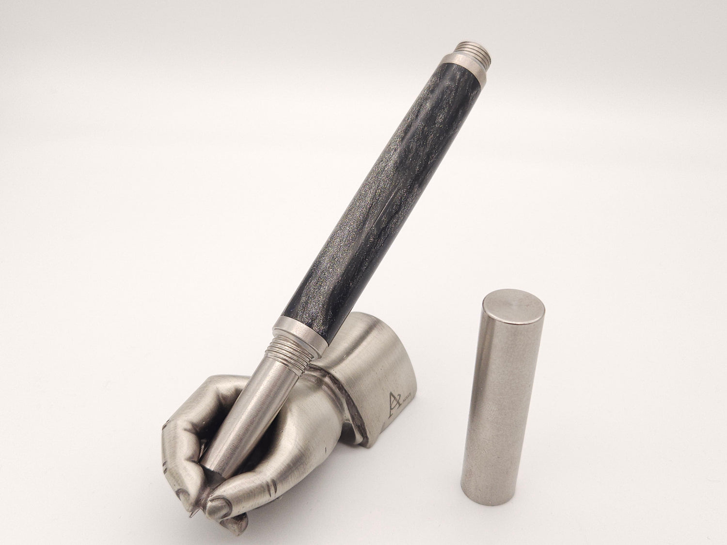 Black & Silver DiamondCast Raw 303 Stainless Rollerball Pen image 1