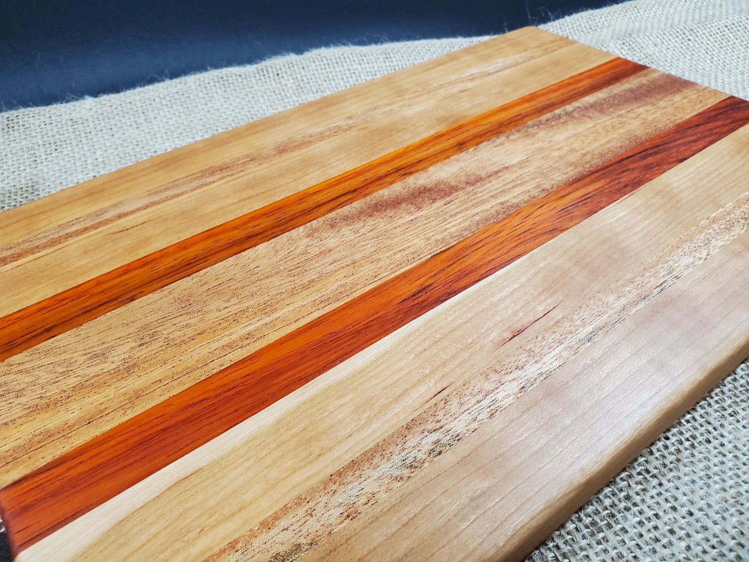 Mahogany, Cherry & Padauk Cutting Board with handle image 2