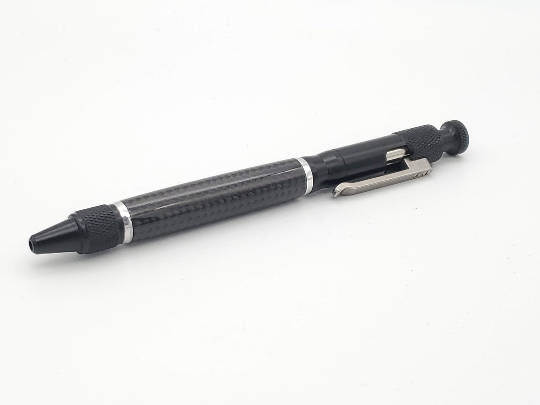 Carbon Fiber & Aluminum Clip Bolt Action Ballpoint Pen image 3