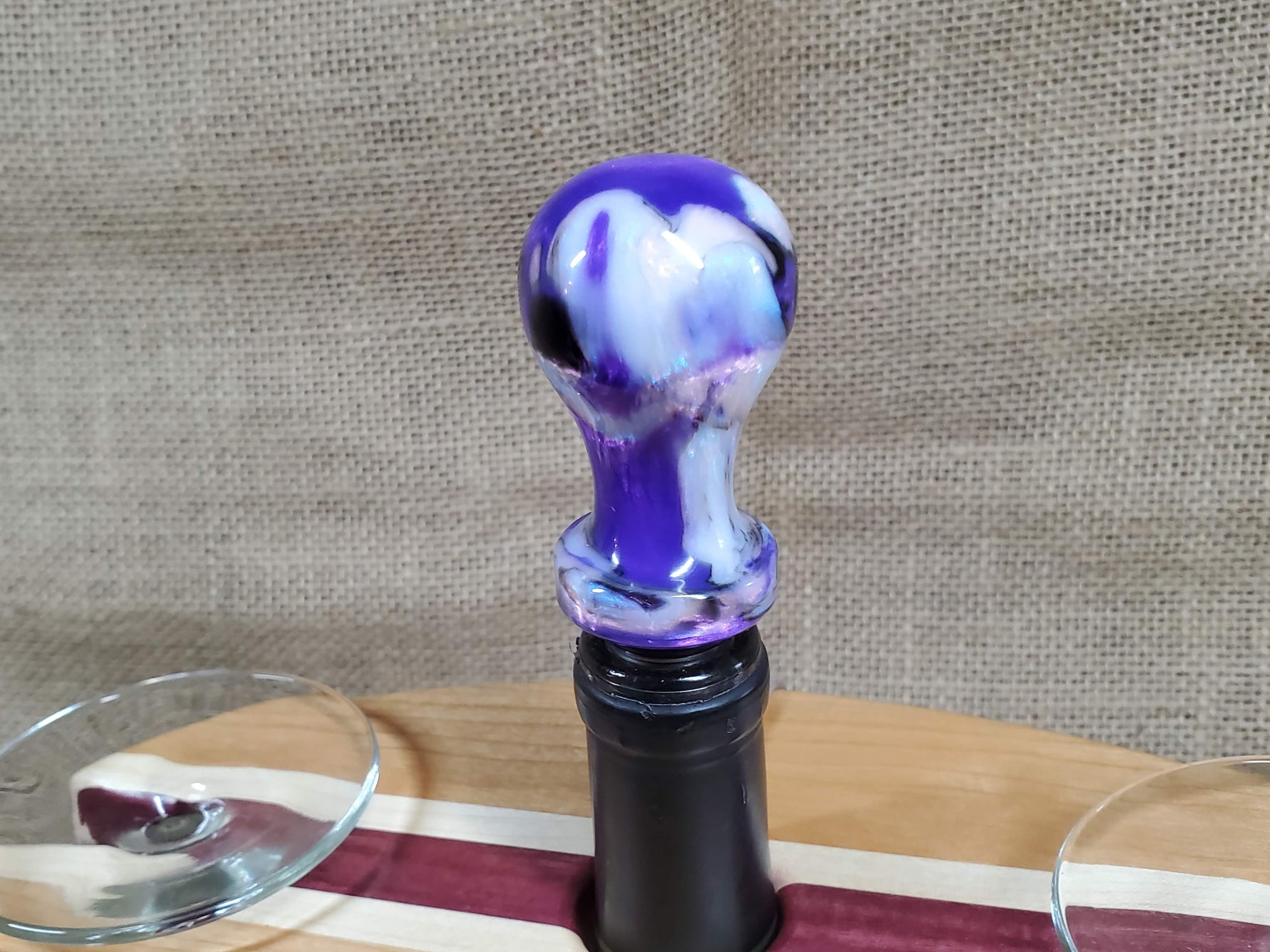 Exotic hardwood and acrylic bottle stoppers made with stainless steel image 4