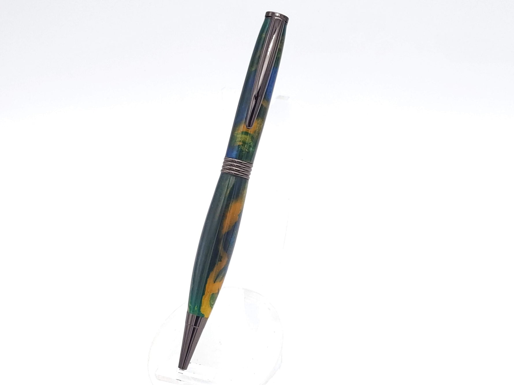 Green, Blue & Gold Acrylic Trimline Twist Pen image 3