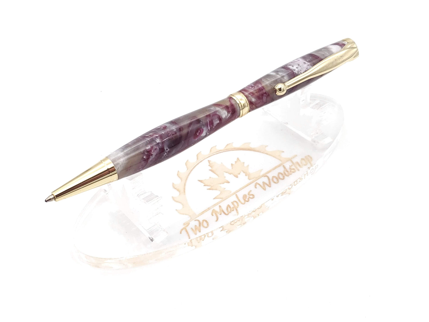Crimson & Silver Acrylic Ballpoint Twist Pen image 0