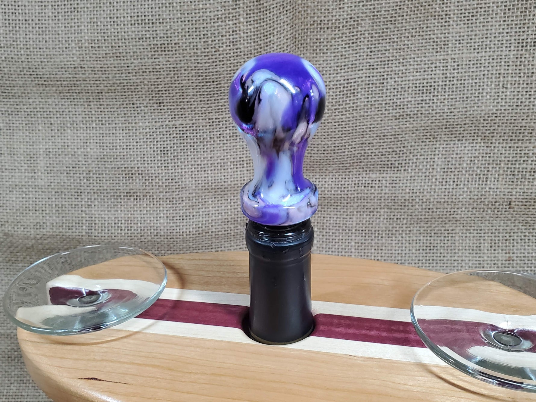 Exotic hardwood and acrylic bottle stoppers made with stainless steel image 5