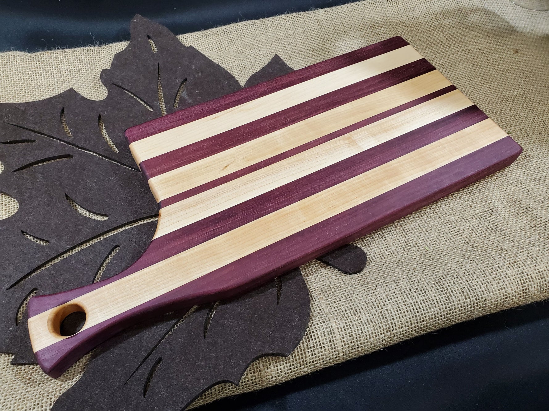 Purpleheart & Maple Cutting Board with handle image 1