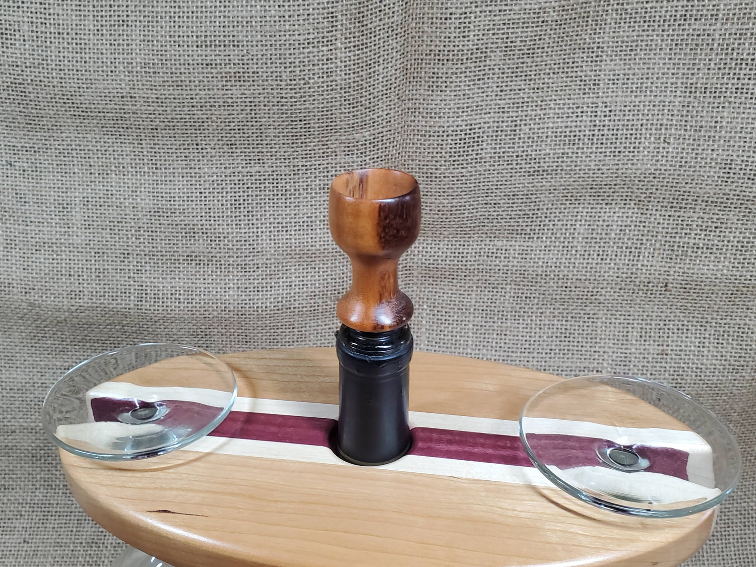 Exotic hardwood and acrylic bottle stoppers made with stainless steel image 1