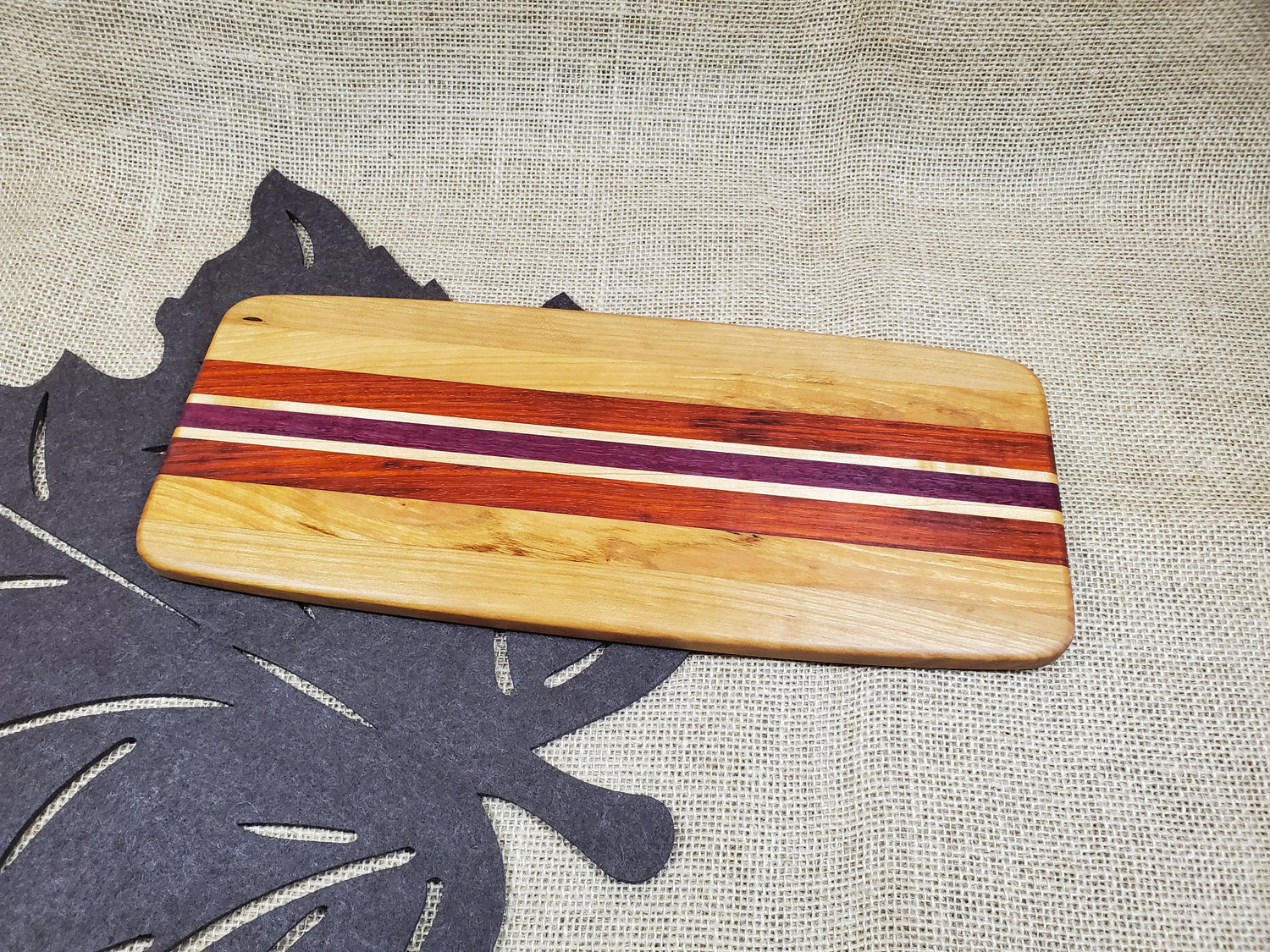 Cherry, Maple, Padauk & Purpleheart Cheeseboard image 2