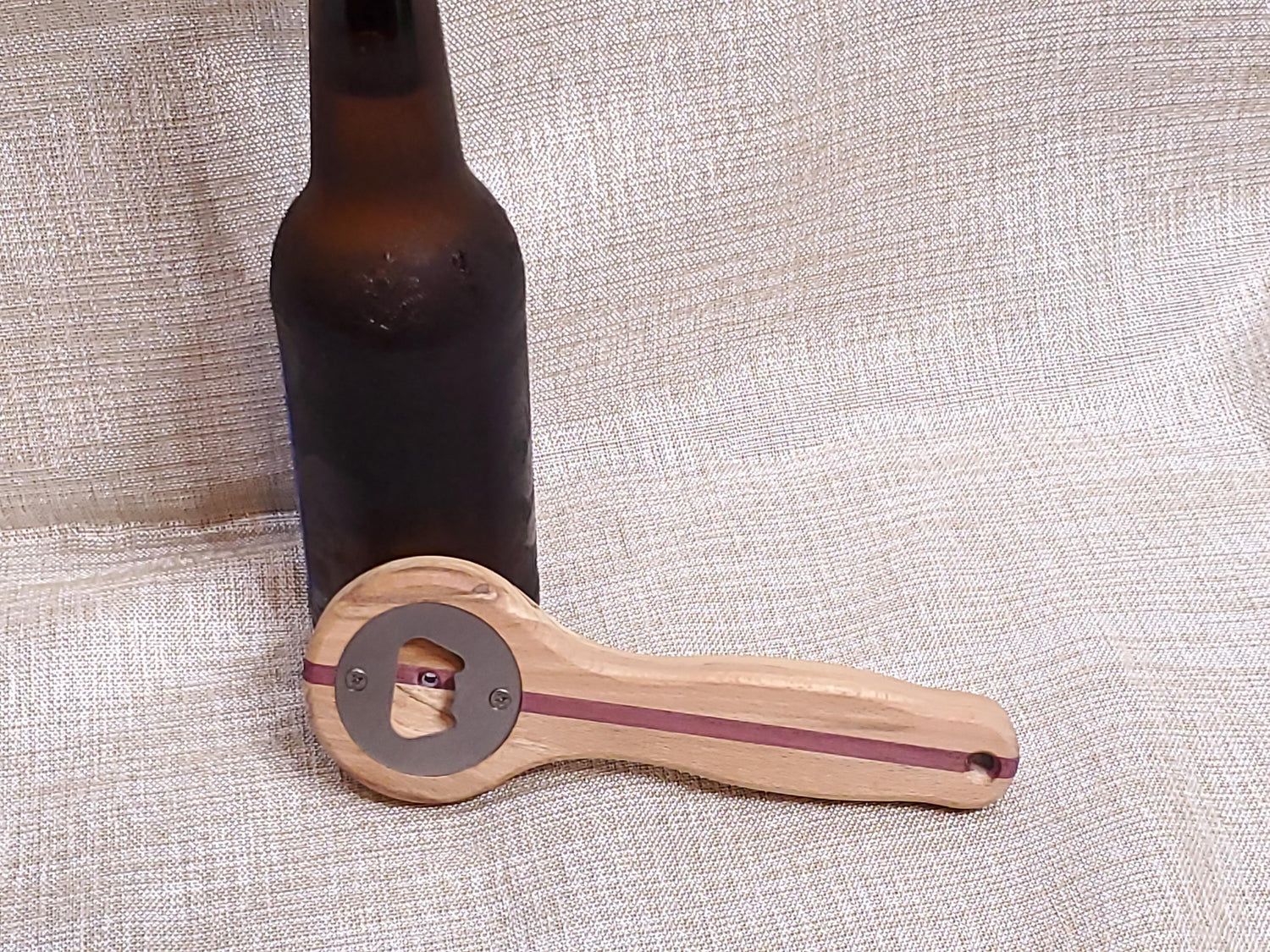 Bottle Opener - Spalted Beech & Purpleheart image 2