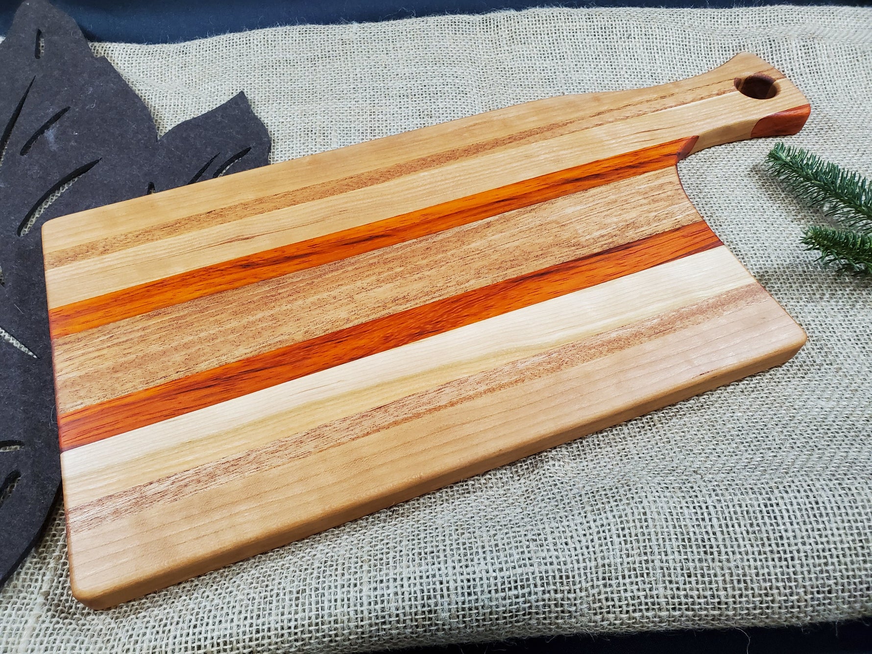 Mahogany, Cherry & Padauk Cutting Board with handle image 3