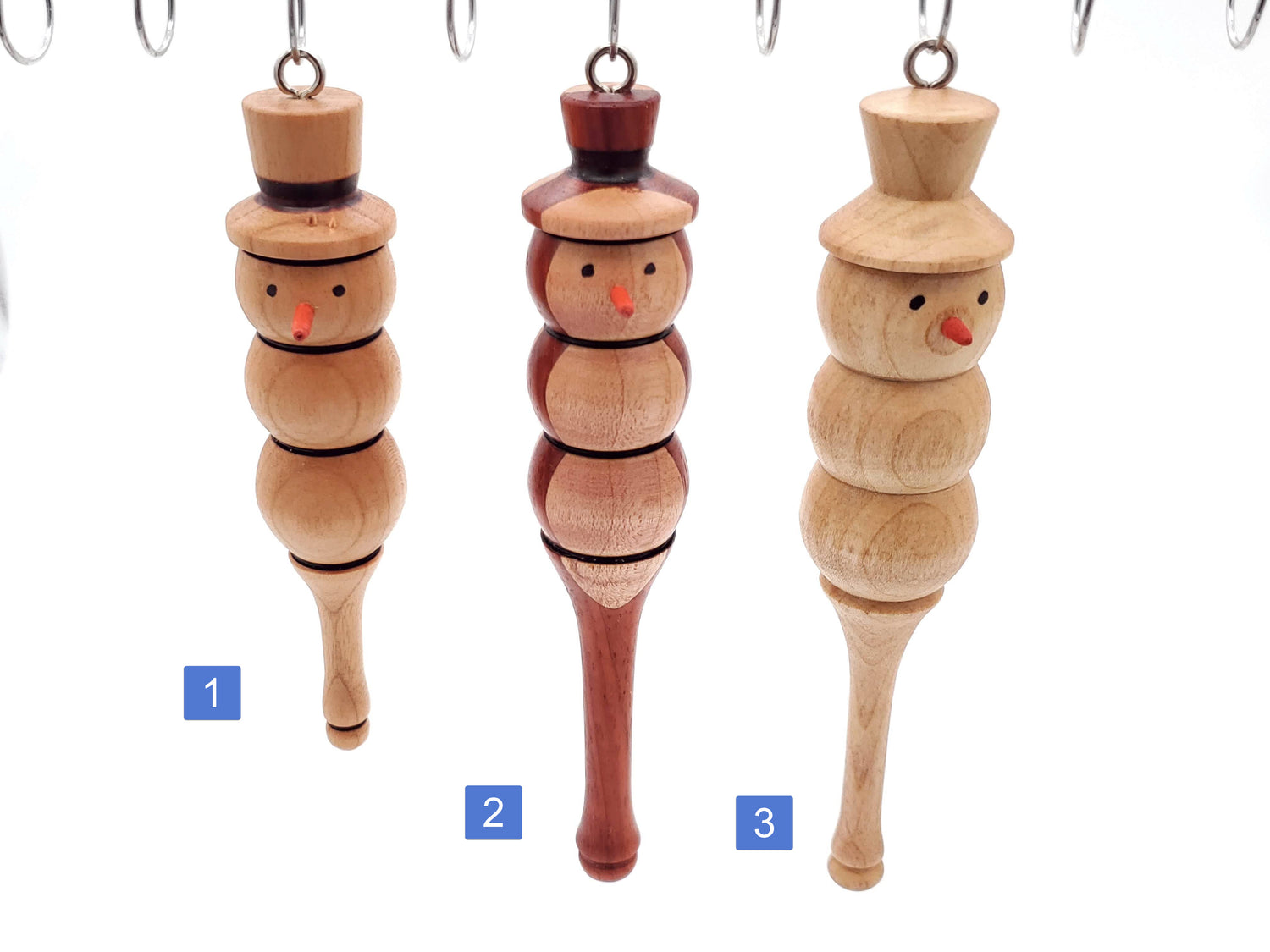 Handmade Wooden Snowman Ornaments image 0