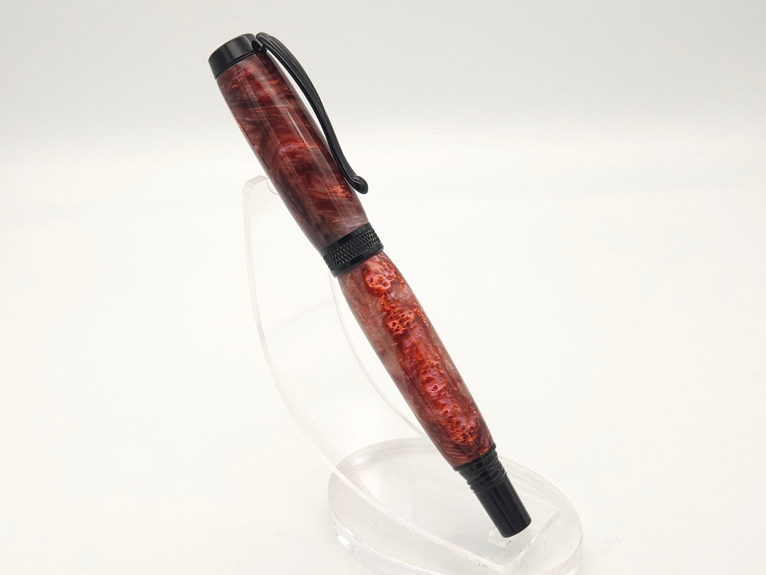 Hot Spot Pink Diamond Knurl Black Chrome Rollerball Pen image 2